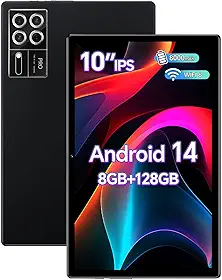 Tablet Xixaomiro S12, 10.1 Polegadas, Android 14, 8GB+128GB, acompanha Película, Caneta Stylus, Teclado, Mouse e Capa, Tela 1920x1200, Wi-Fi 5G, Câmeras 13MP e 5MP, Bateria 8000mAh (preto)