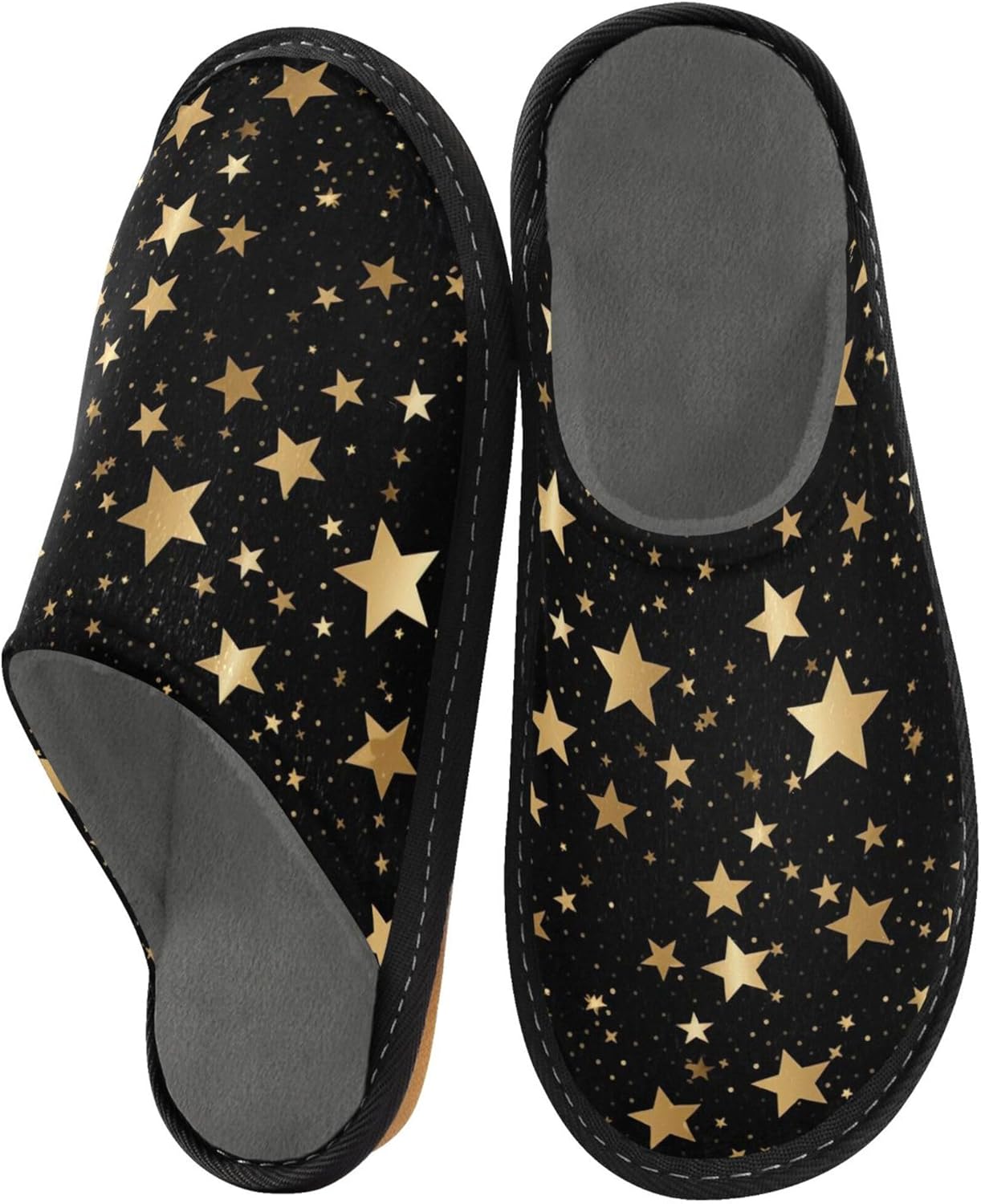 Glitter Texture Star House Slippers – Cozy Fuzzy Slippers for Guests, Washable & Disposable, Perfect for Shoeless Home, Spa & Hotel Use A111064