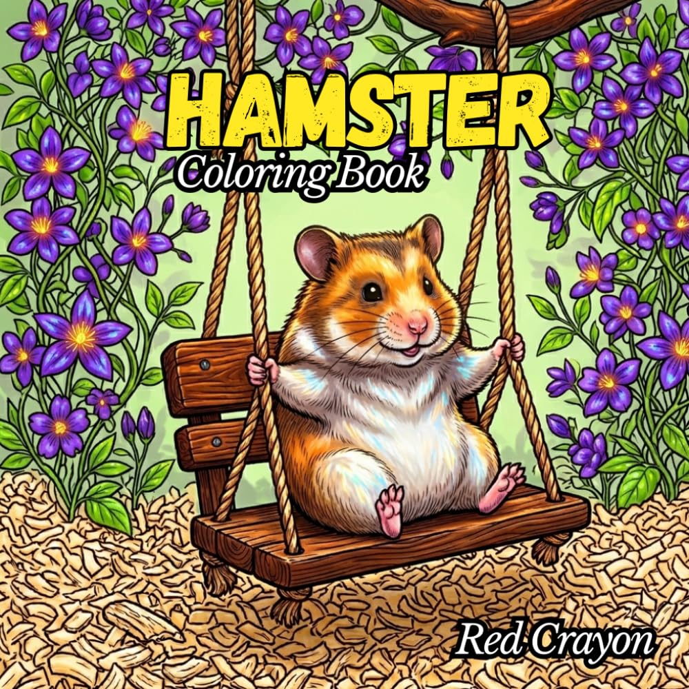 Hamster Coloring Book: 50 Cute Illustrations of Hamster, Perfect Gift for Hamster Lovers
