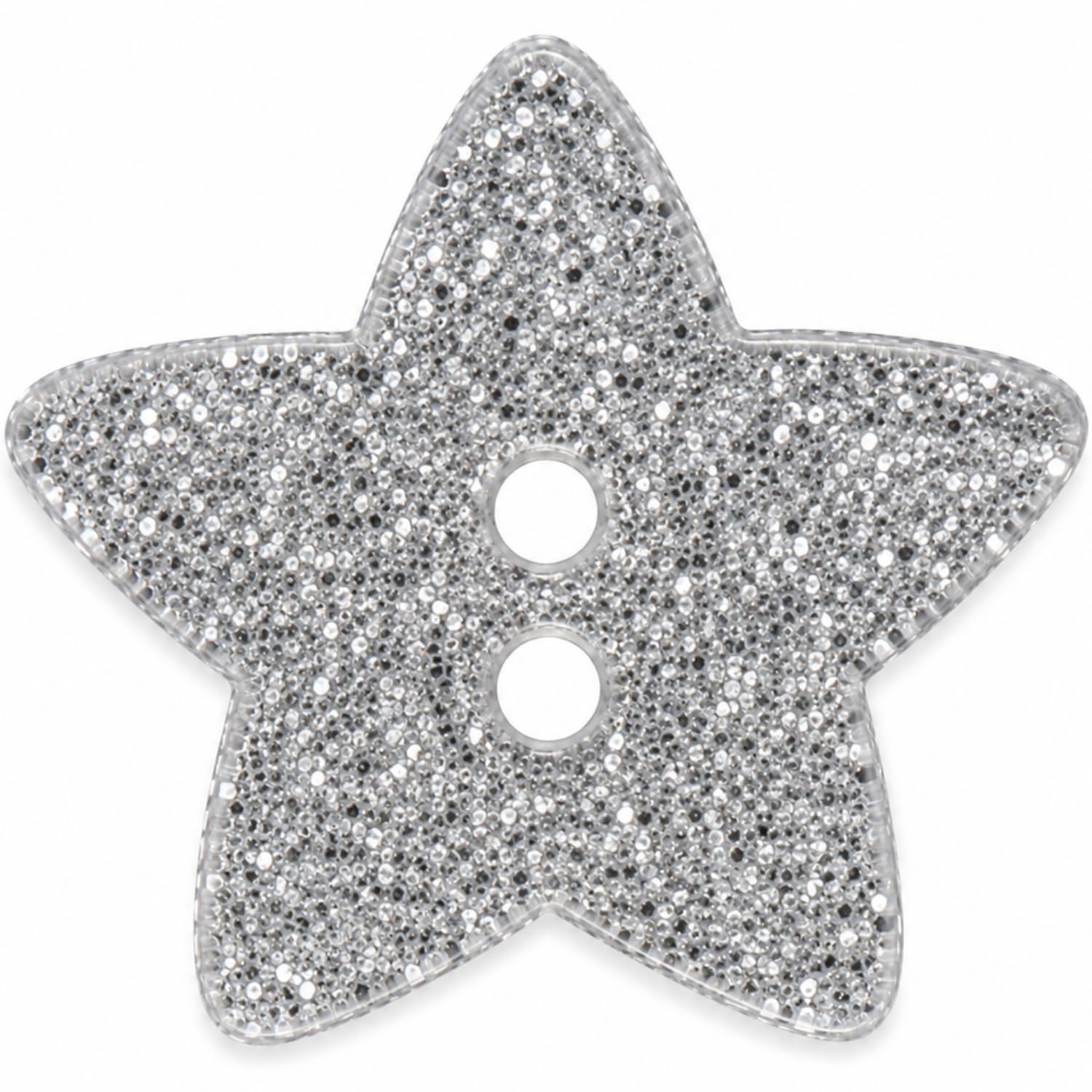 Silver Glitter Star Buttons - Pack of 25-18mm Acrylic Sewing Buttons - Star Shaped Buttons with Embedded Glitter - Bulk Craft Pack - Giddy Square
