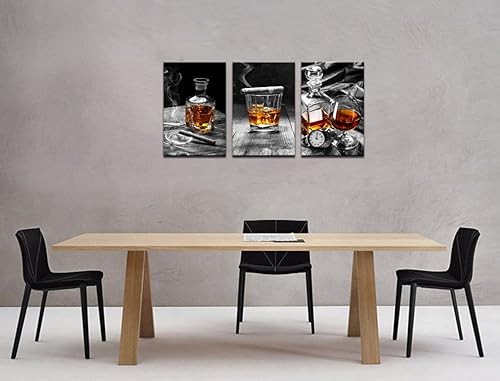 Miniatura 3 de Sechars - Lienzo impreso en lienzo para pared, diseño de whisky de cigarros