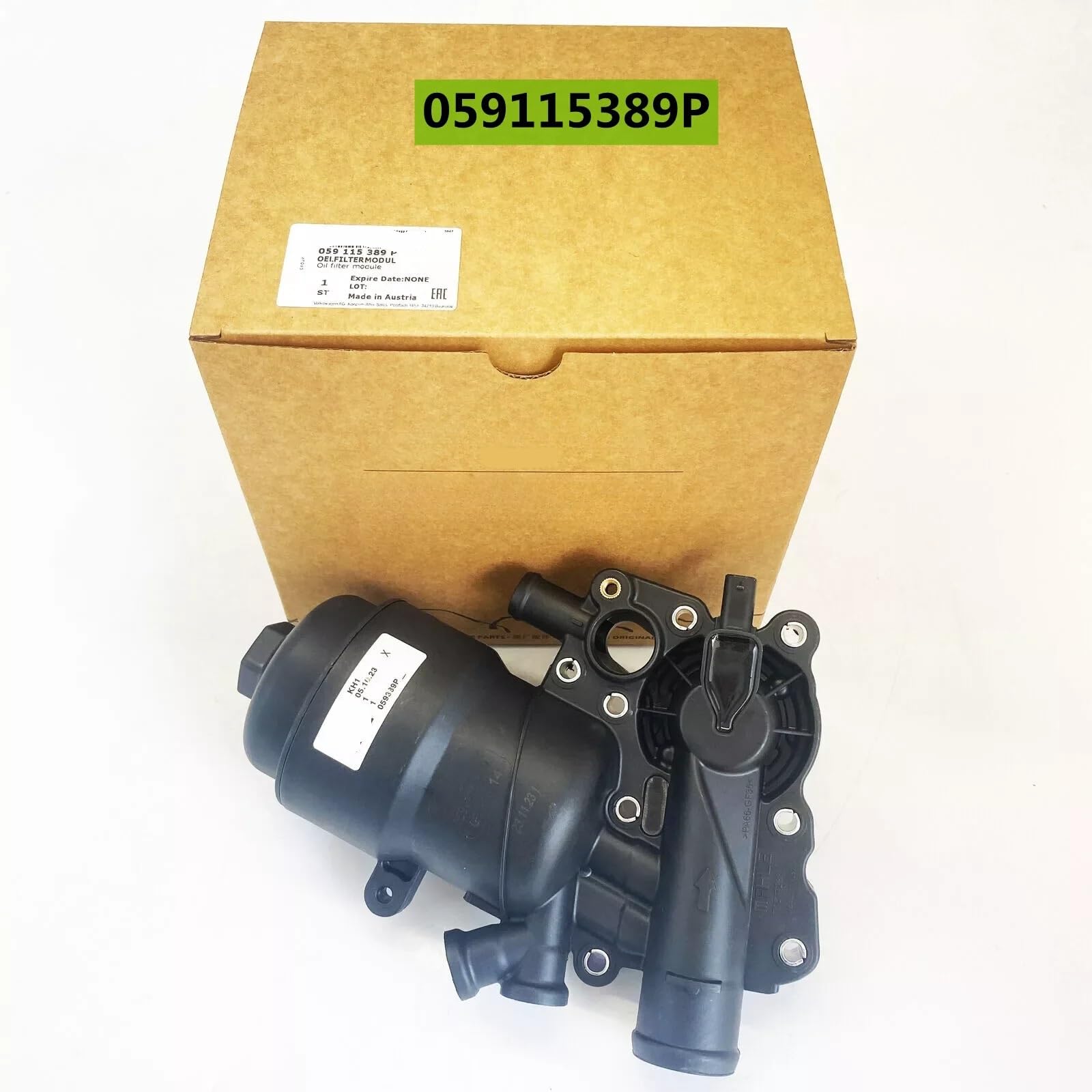 Filtro de aceite OEM 059115389P con carcasa adaptadora y junta, compatible con Audi A6, A7, A8, Quattro, Q5, Q7 (2014-2016), 3.0L V6 diésel. Juego de juntas