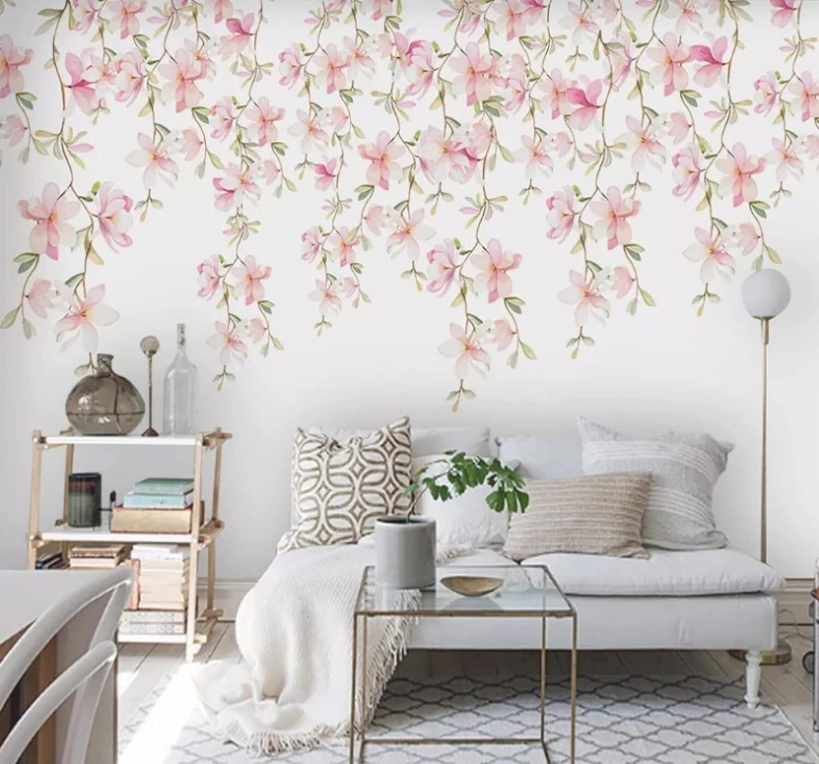 XLMING Cosy Beautiful Pink Flowers Vines 3D Wallpaper Luxury Home Dining Decor Paste Sofa Living Room The Wall for Bedroom Mural-350cm×256cm