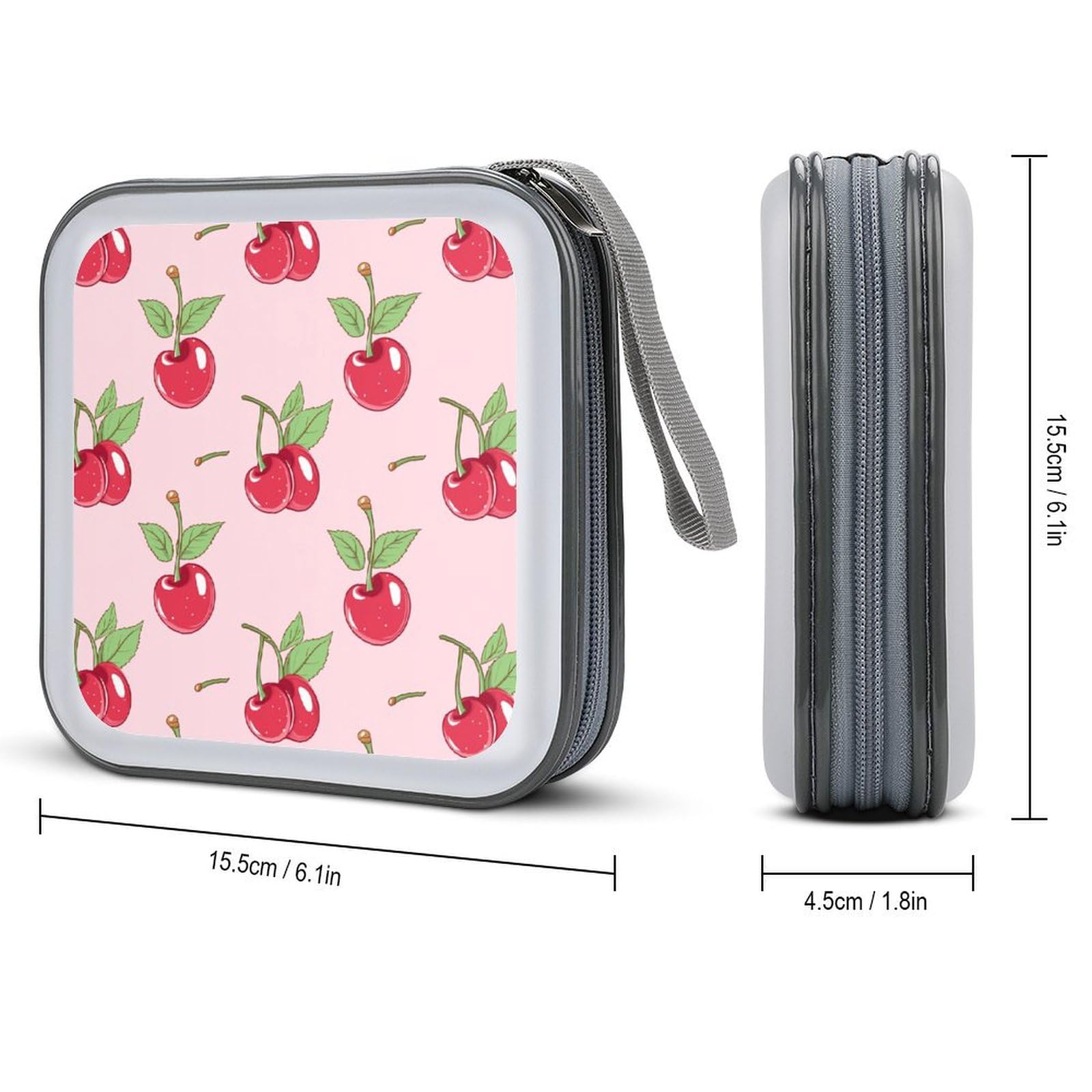 Cherry Fruit CD Case Plastic DVD Case Holder Wallet Disc Storage Organizer for Car Travel