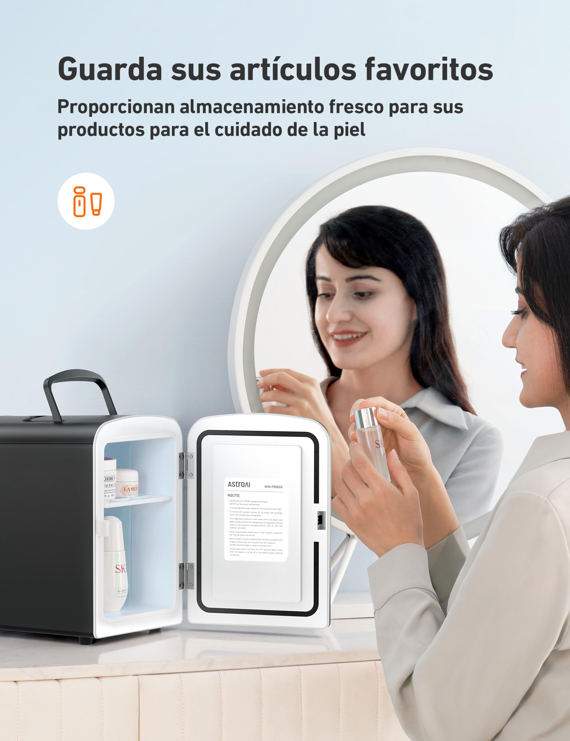 AstroAI Nevera Pequeña Portátil, Mini Nevera con el Volumen de 4 Litros, Frigorificos Pequeños, Mini Frigorífico Para Coche, Dormitorio, Bebidas, Cosméticos y etc. (Negro)