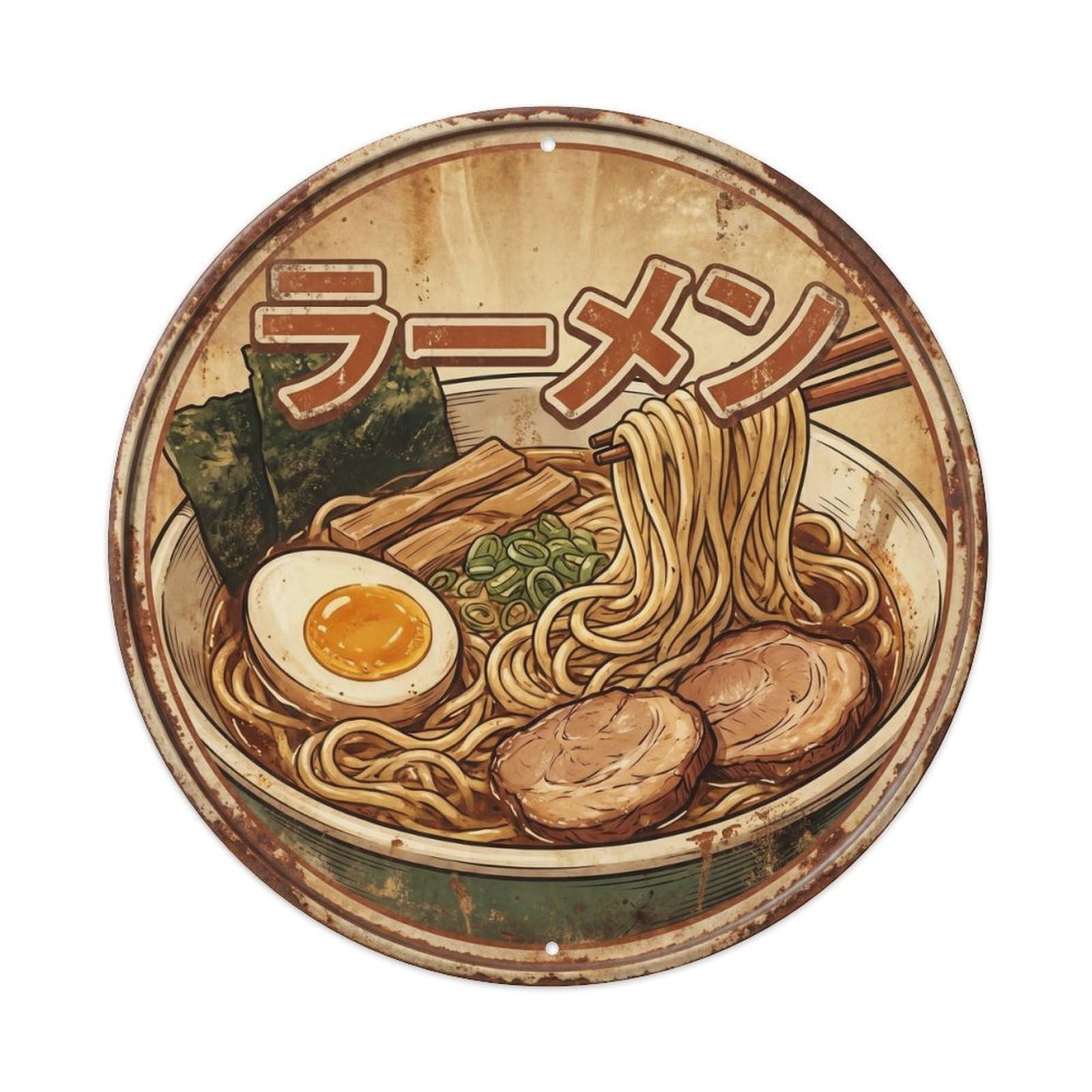 Cxhjca 8X8inch(20X20cm) Ramen Japanese Shop Retro Americana Cuisine Street Metal Tin Sign