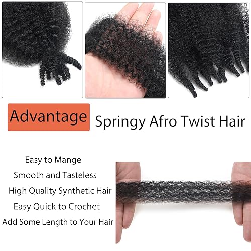 Miniatura 3 de 3 paquetes de cabello afro trenzado elástico de 10 pulgadas, 1B preseparado de cabello corto rizado para trenzar, cabello sintético suave de