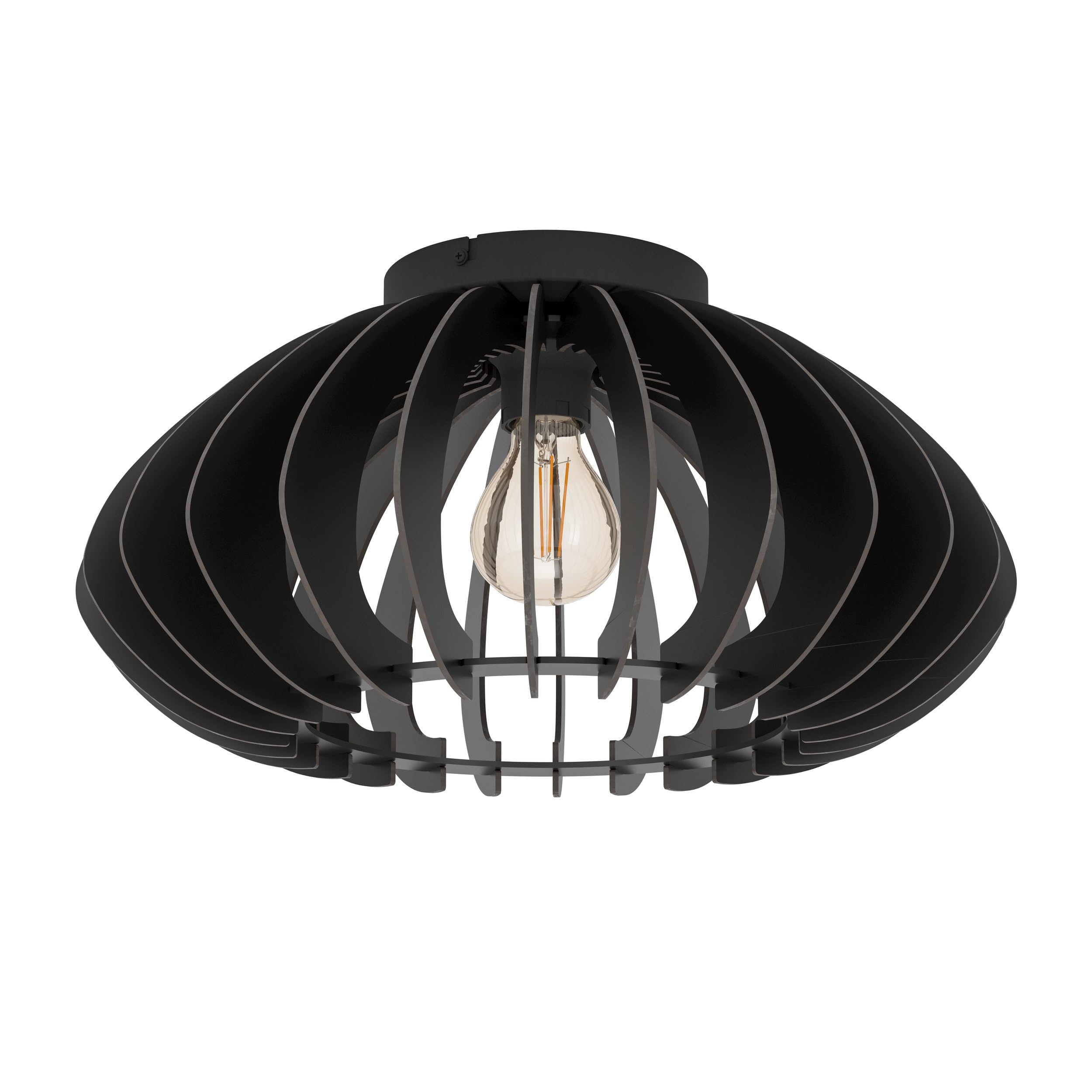 EGLO Deckenlampe Cossano 3, Deckenleuchte Vintage | Retro Deckenstrahler aus Metall und Holz in Schwarz, Wohnzimmerlampe mit E27 Fassung, Ø 45 cm