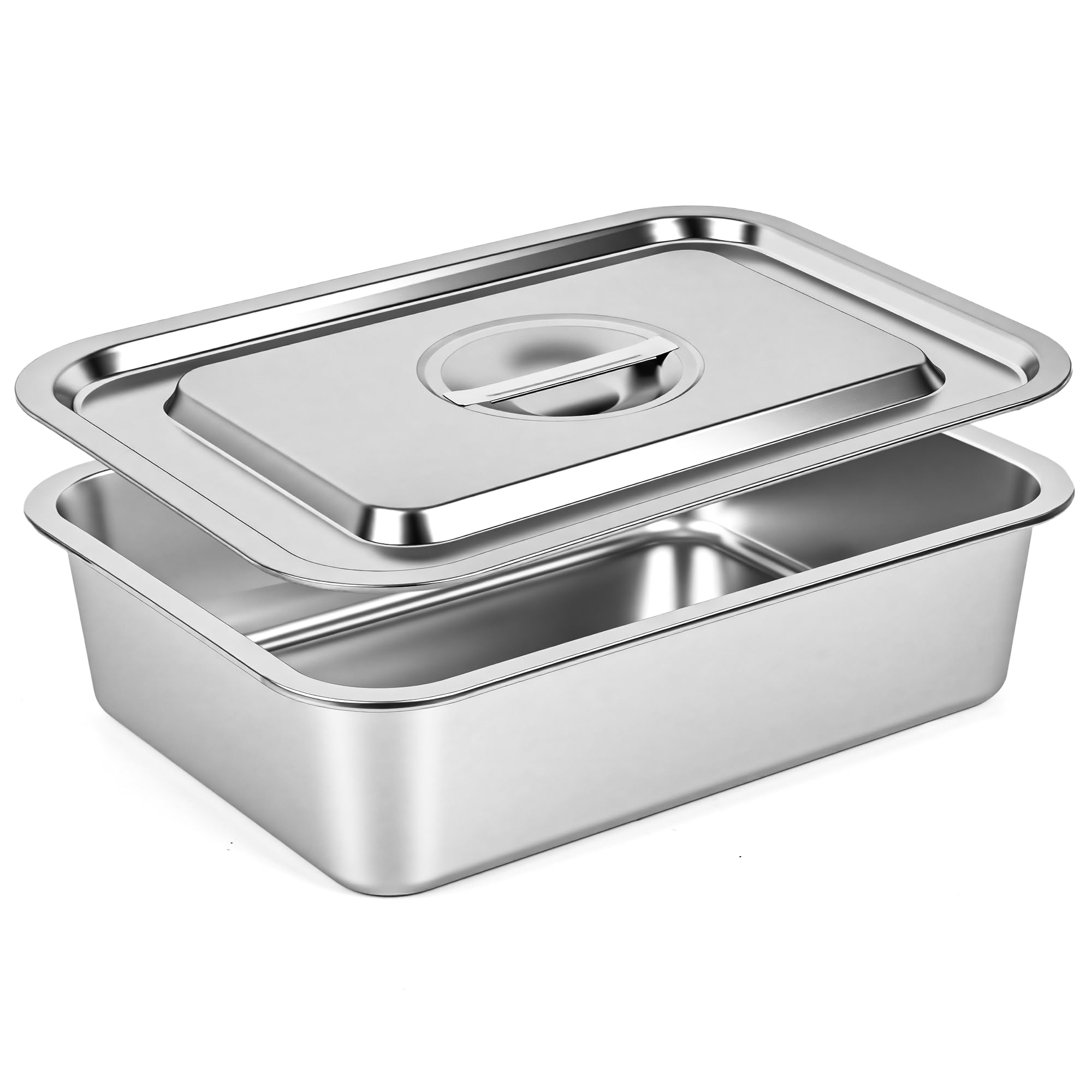 Deep Lasagna Pan with Lid - 7.4QT Stainless Steel -8