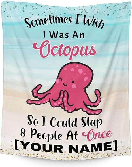 Mercuryelf Custom Octopus Throw Blanket - Soft, Fuzzy & Warm - 30x40 Inches Small Blankets for Lap, Crib - Cute Throws Gift for Baby