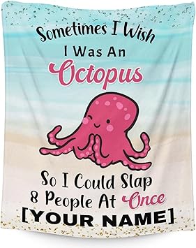 Mercuryelf Custom Octopus Throw Blanket - Soft, Fuzzy & Warm - 30x40 Inches Small Blankets for Lap, Crib - Cute Throws Gift for Baby