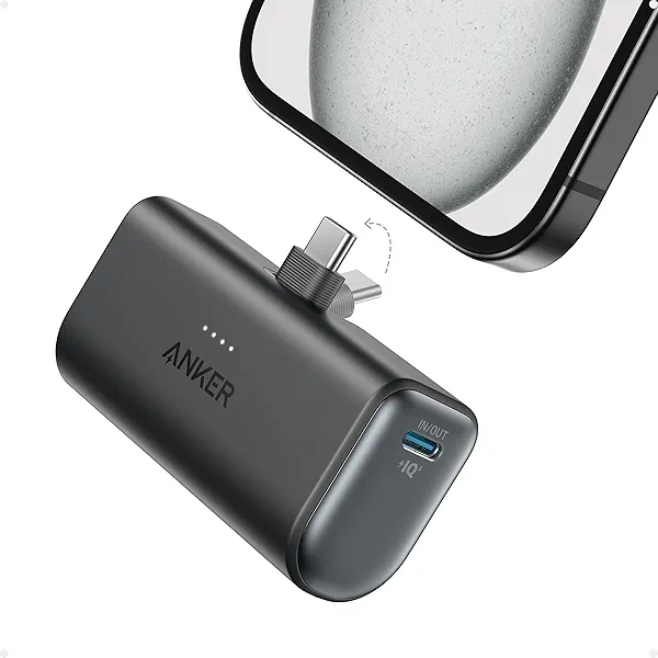 Anker iPhone 16 Portable Charger, Nano Power Bank with Built-in USB C Connector, 5,000mAh Portable Charger 22.5W, for iPhone 16/15 Series, Samsung S22/23 Series, iPad Pro/Air, AirPods, and More