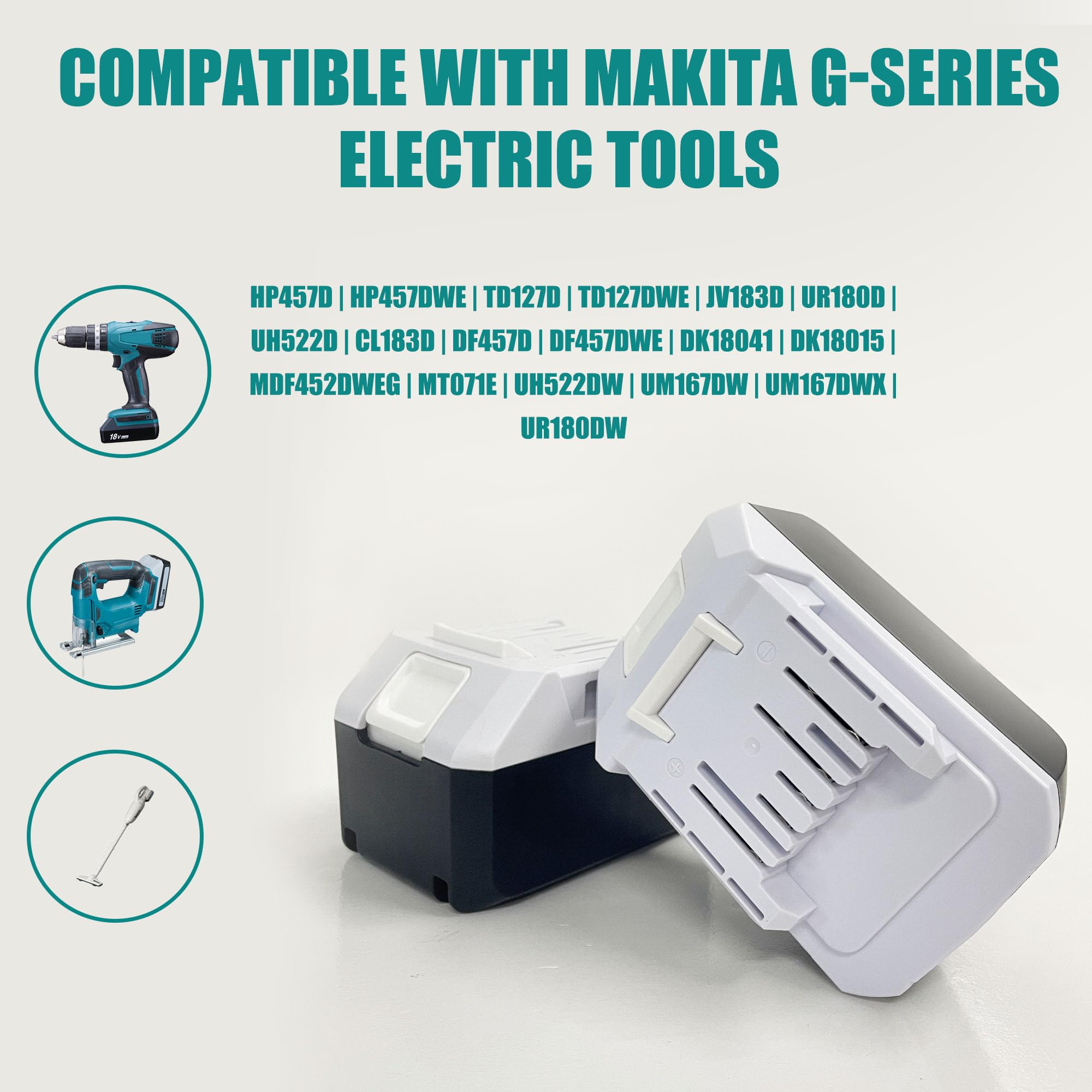 FengWings® 2 Stück 18V 4,0A bl1813g BL1840G Akku BL1813G BL1820G BL1811G 195608-4 Kompatibel Mit Makita Bohrmaschine HP457D TD127D Impact Treiber