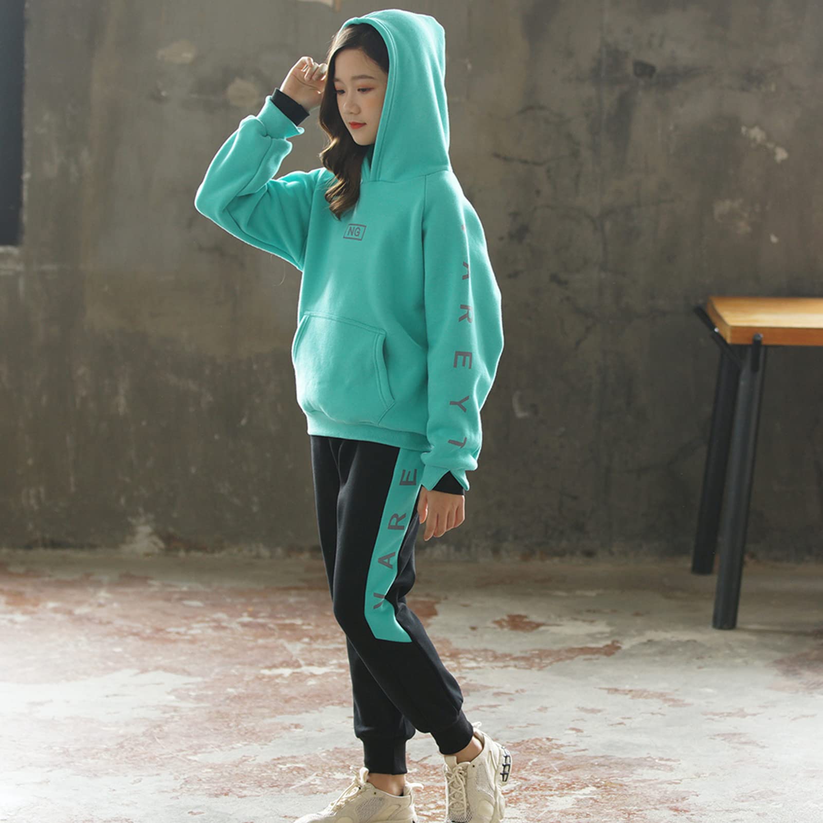 Tuta da jogging per bambini, 2 pezzi, con giacca e pantaloni da jogging verde 146 cm