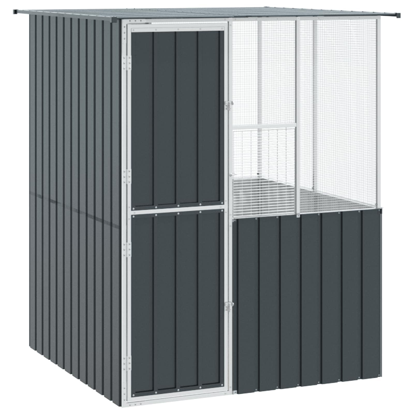vidaXL Jaula para Aves Antracita 165 x 165 x 200 cm Acero Galvanizado, Jaula Rectangular para pájaros, Elegante, Segura y Amplia, Ideal para tu jardín y terraza, Aves