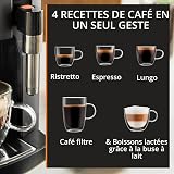 Krups Harmony, Machine espresso entièrement automatique avec buse vapeur, 4 boissons, Mousseur à lait manuel, Charbon, EA508BE0, Gris Coal - 2