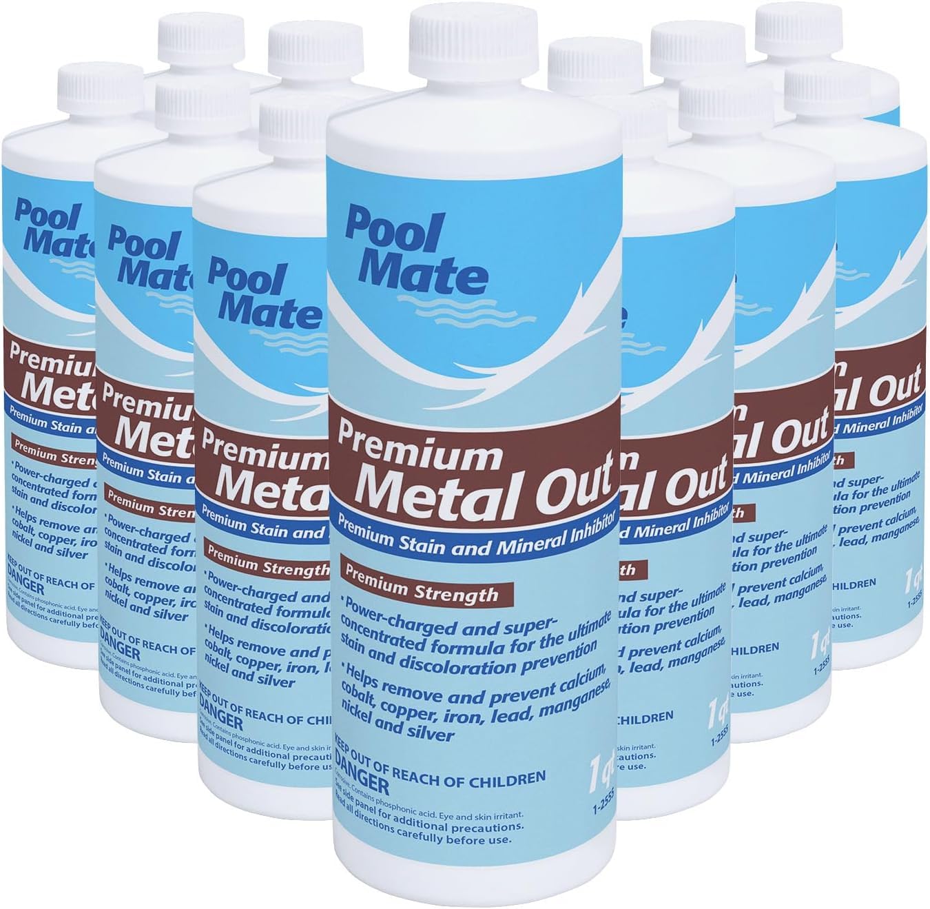Pool Mate 1-Quart 12-Pk Premium Metal Out, Pool Metal Remover, Made in USA