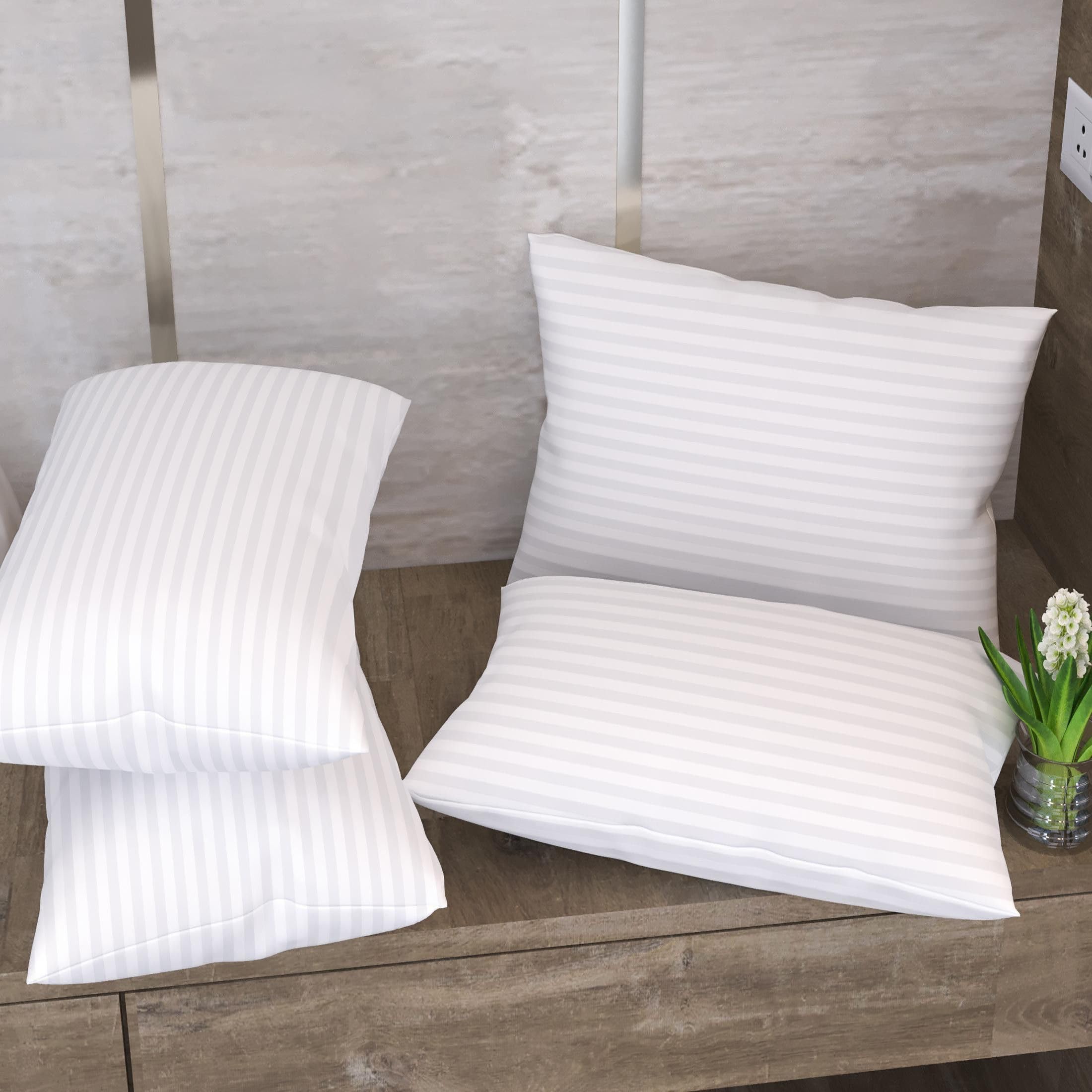 LA VERNE Microfiber Virgin Microfibre Blown Technology Filled Luxurious Anti Bacterial Cloth Sleeping Pillow (White, Pack of 4)