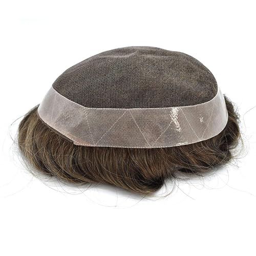 Miniatura 7 de Toupee para hombres, cabello humano real, pieza de pelo tipo tupé, sistema de reemplazo de cabello para hombres, piezas de cabello de encaje suizo