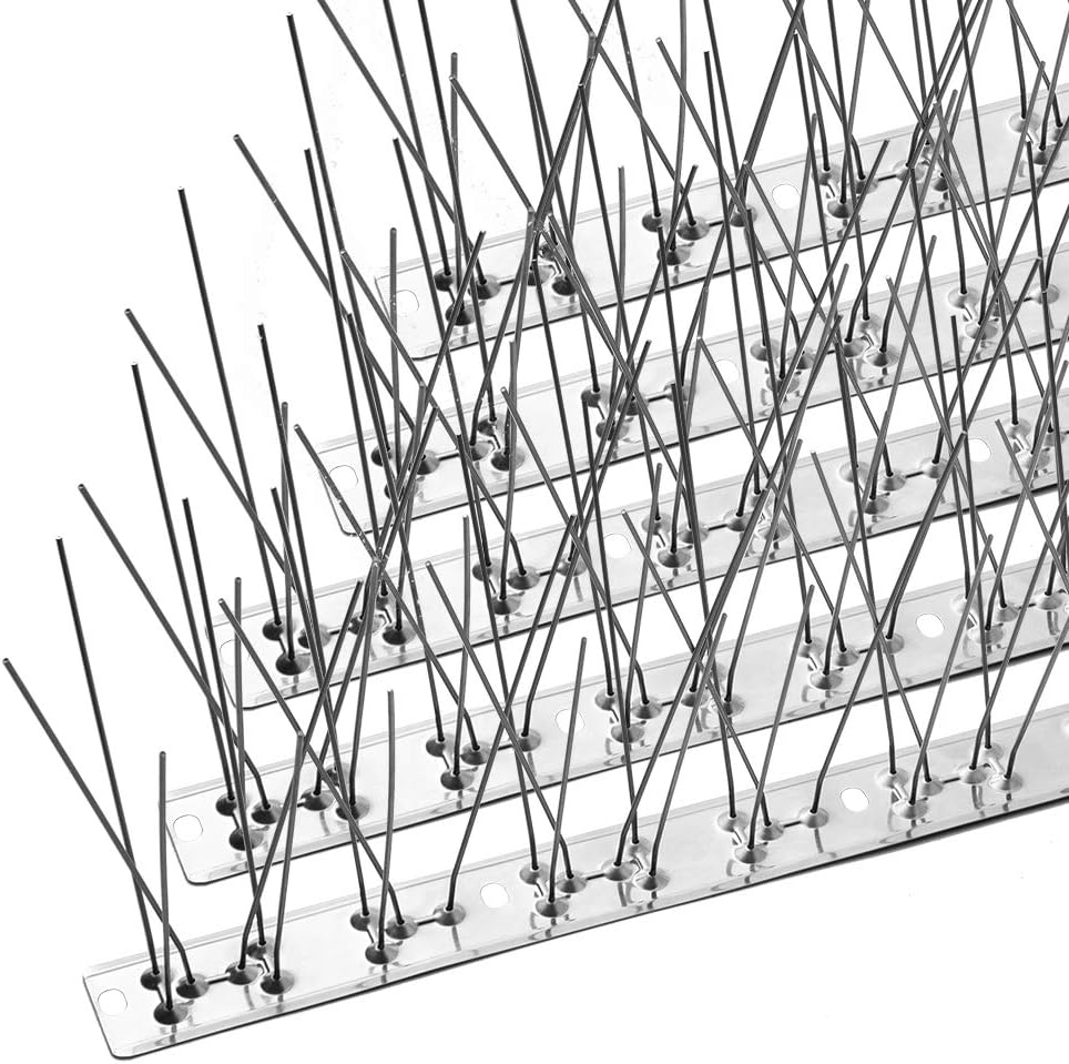 OFFO Bird Spikes with Stainless Steel Base, Durable Bird Repellent Spikes Arrow Pigeon Spikes Fence Kit for Deterring Small Bird, Crows and Woodpeckers, Covers 38.3 Feet(11.7m)