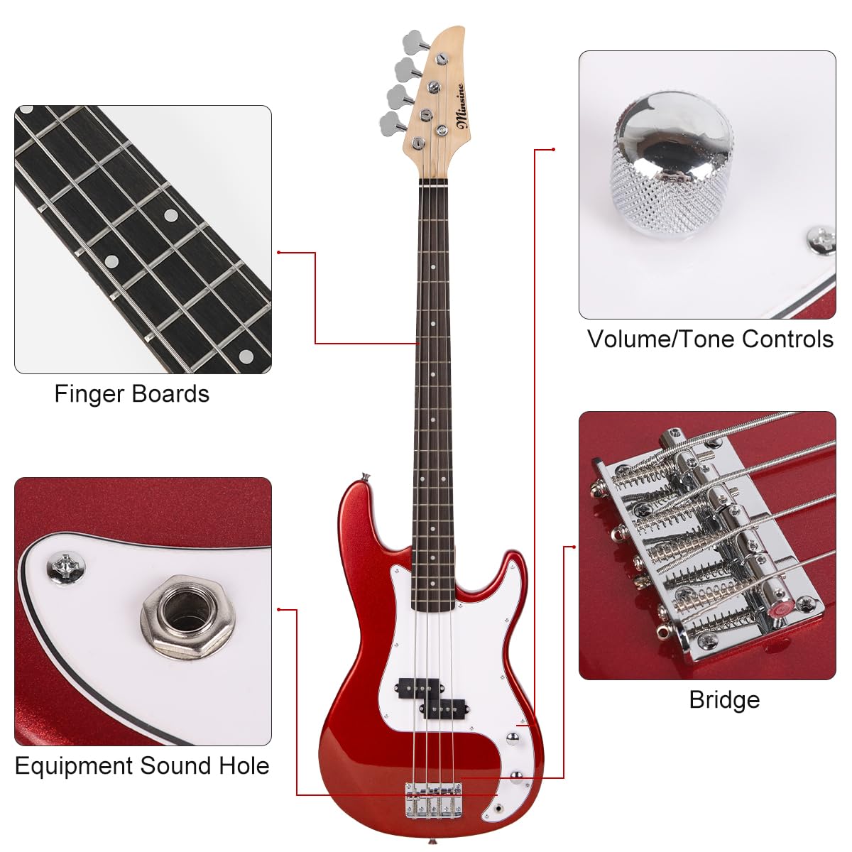 Amazon | Bullfighterエレキベースセットアクセサリーセット付き、4弦