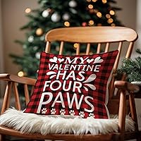 Vista 7 de Almohadas para el día de San Valentín, My Valentine Has Four Paws, fundas de almohada a cuadros de San Valentín, funda de cojín de 18 x 18 pulgadas