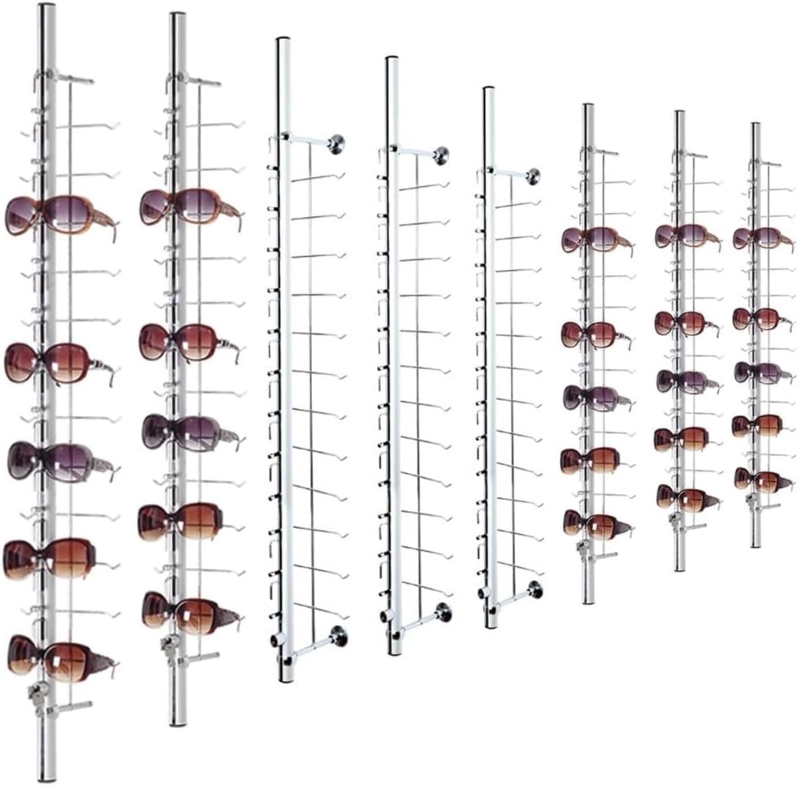 8 Paquete de Soporte de Soporte de Gafas montadas en la Pared Gafas de Sol bloqueables de Aluminio Gafas de Pantalla de Gafas para 12 Marcos 1.1m / 43.3in