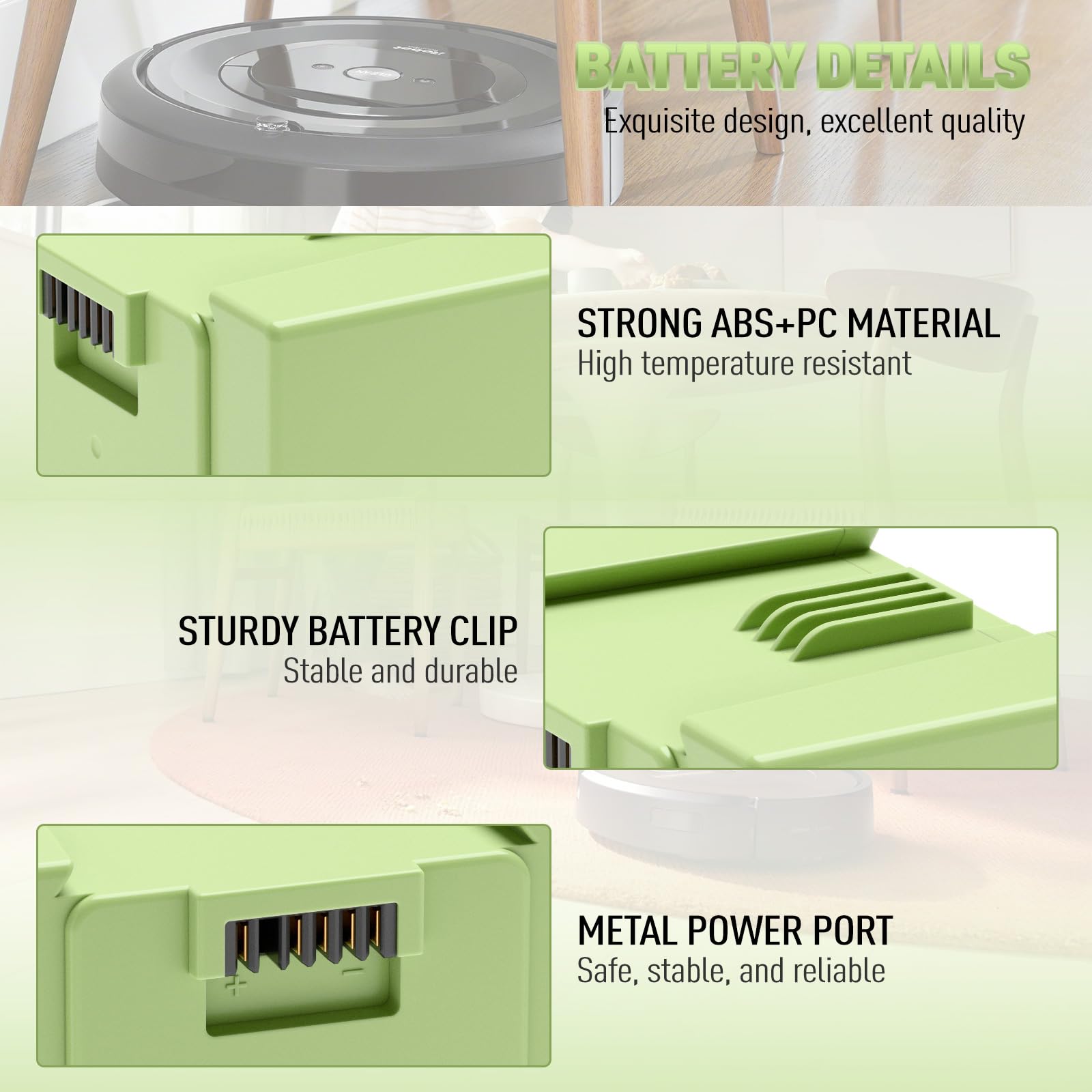 5000mAh (72Wh) 14,4V i7 Ersatzakku für iRobot Roomba i7 i7+ i3 i3+ i4 i4+ e5 e6, Hochkapazität Lithium-Ionen Akku kompatibel mit 7150 7550 3150 3550 5150 i7158 i7550 i755020