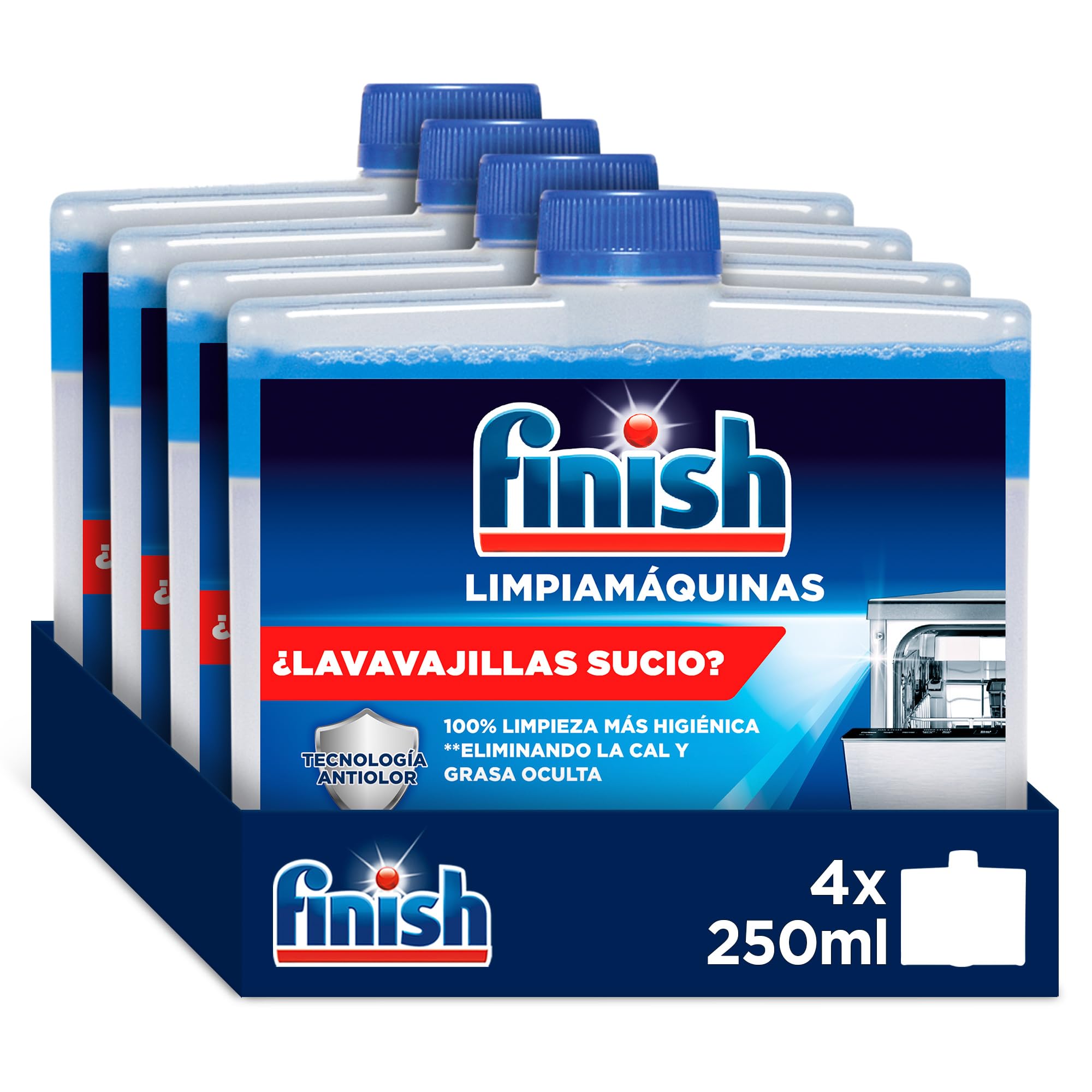 Machine Deep Cleaner - Liquid Machine Cleaner Against Limescale and Grease for a Clean Dishwasher - Economy Pack of 4 x 250ml Machine Care