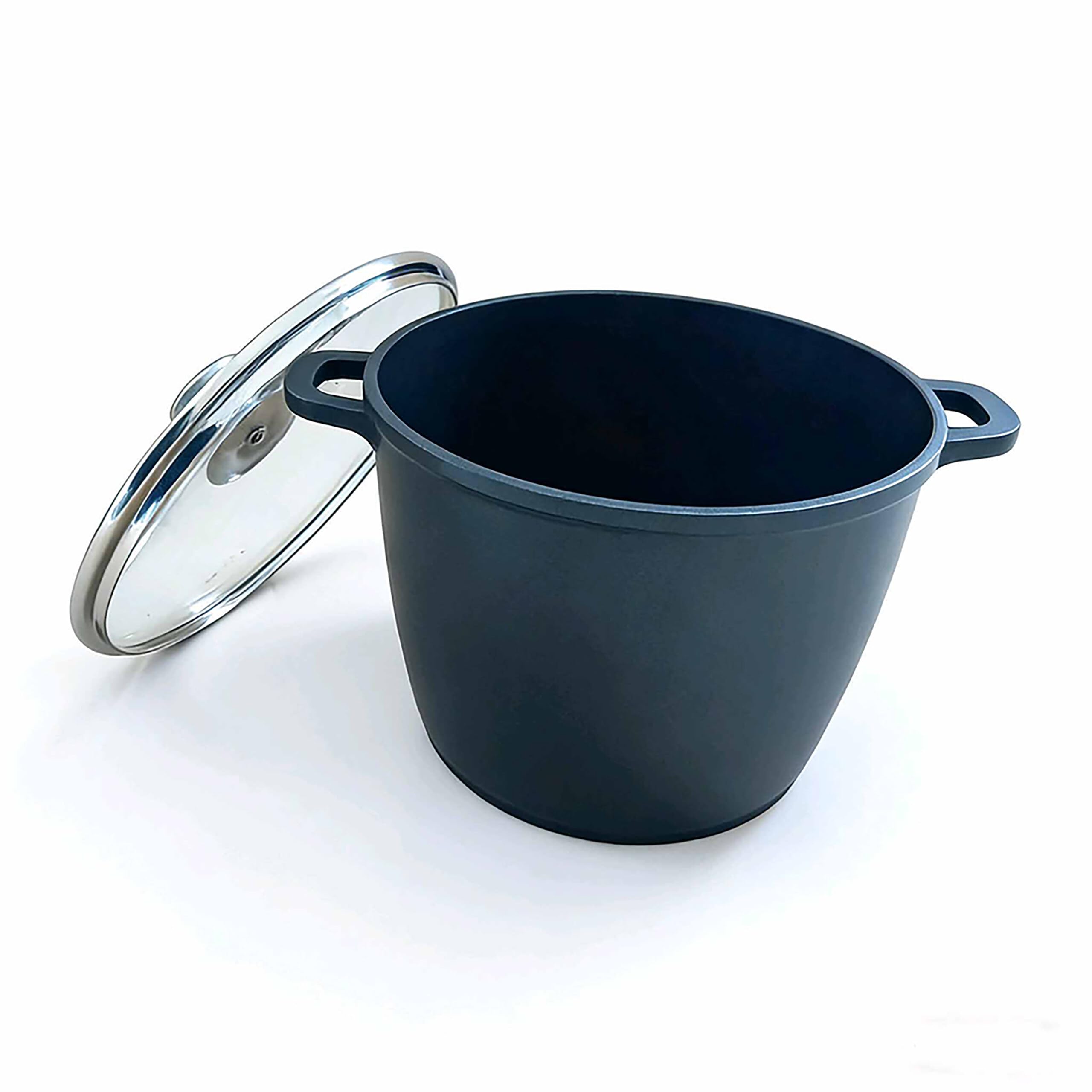 Relaxdays olla para sopa con tapa de cristal, antiadherente, XXL inducción, 10 l, 28 cm, fundición de aluminio, negra