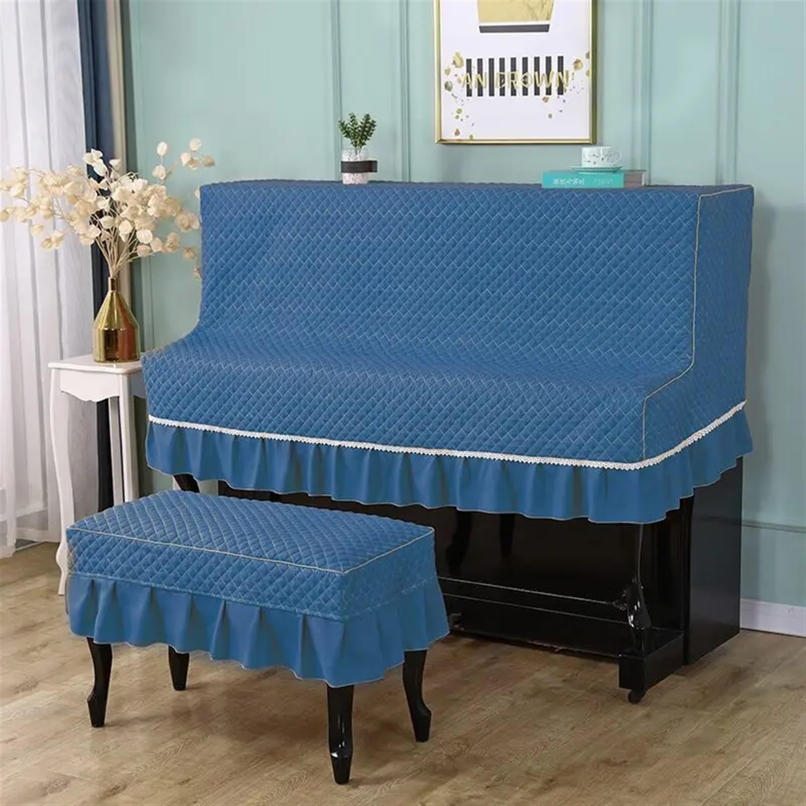 Klavier Flügel Abdeckung Klavierabdeckungstuch, aufrecht, elegante und sorgfältige Abdeckung, Einfachheit mit, staubdicht, schützend, kratzfest(Orange,Piano - Single Stool)