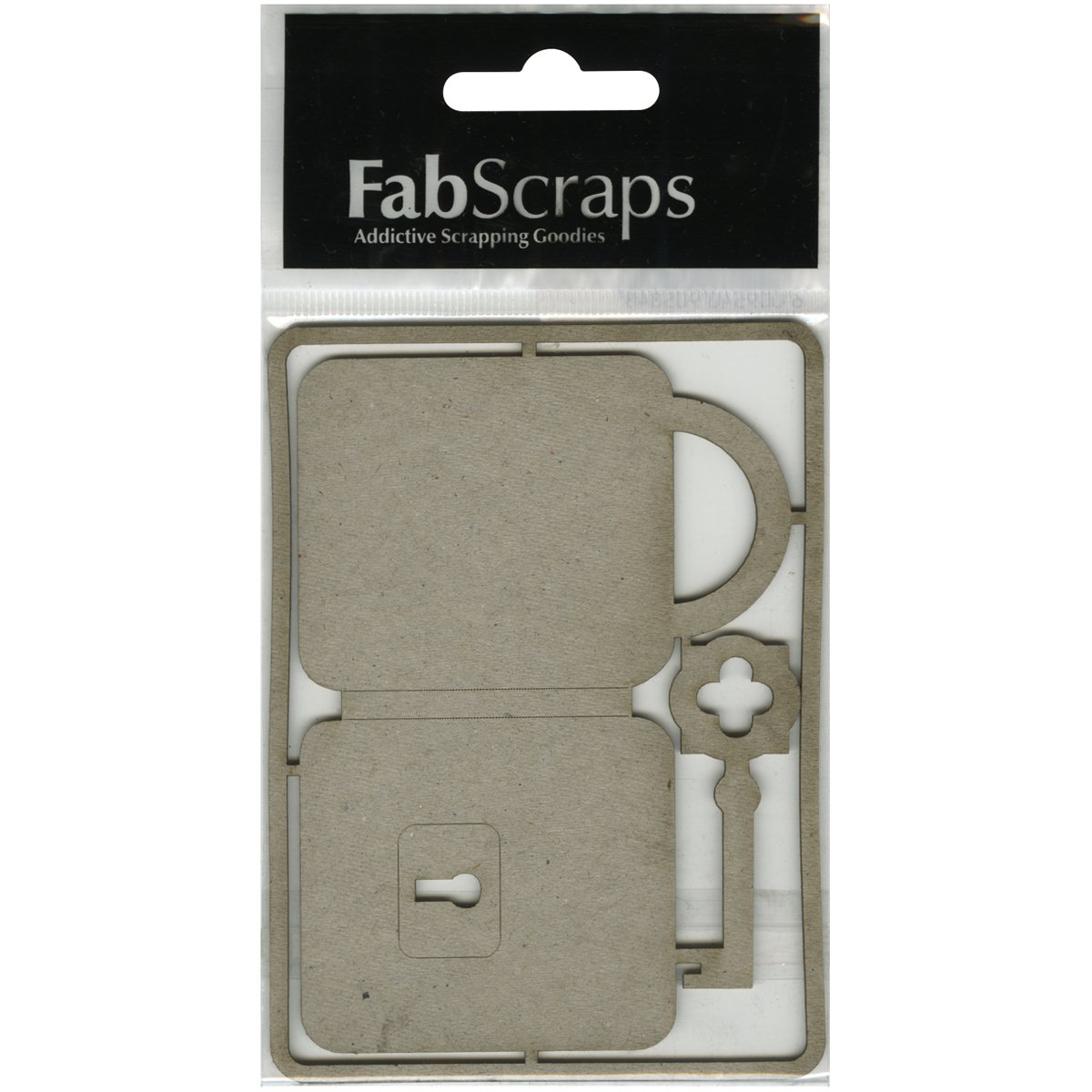 FabScraps Beach Bliss Die-Cut Chipboard Shape Lock and Key, Acrylic, Multicolour, 8.12x13.71x0.15 cm