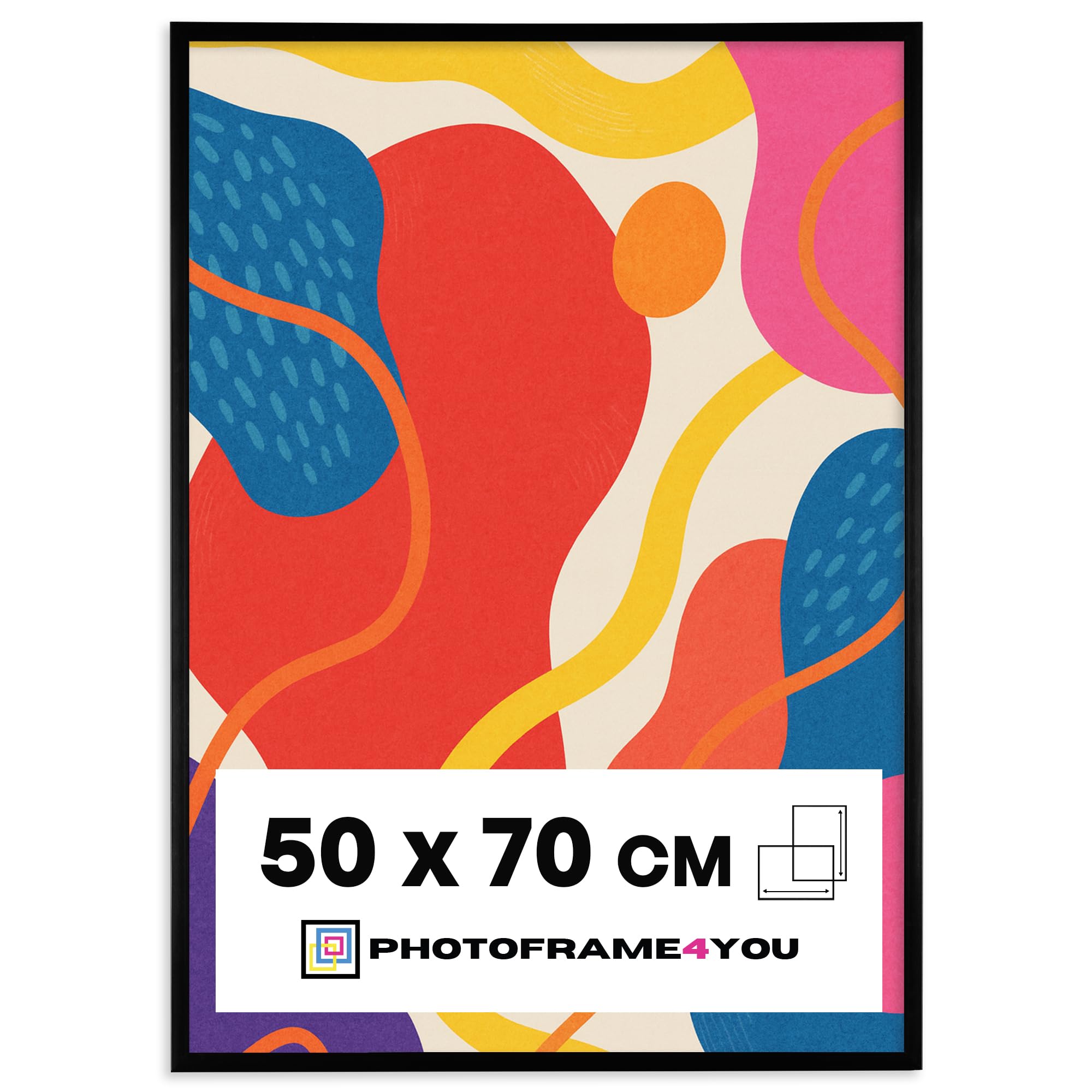 Photoframe4you - Black Photo Frame 50x70 cm / 19,7x27,6 in. - Shatterproof Acrylic Glass - Durable Plastic Wall Hanging for Pictures, Posters, Art Prints, Certificates & More - Nancy