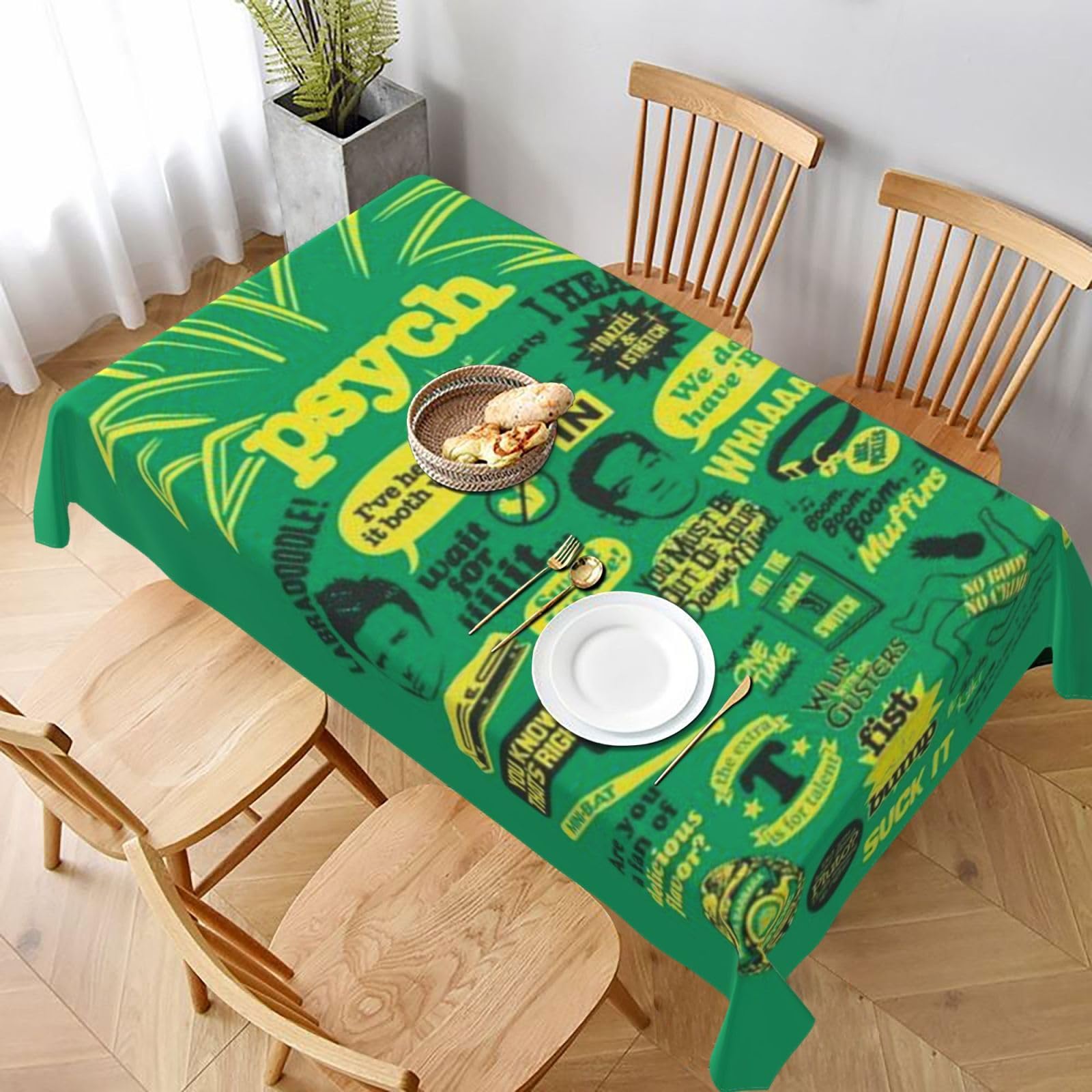 BNVSADC Psych pineapple quote Printed Rectangle Tablecloth 228x152 CM, Water Resistant Polyester Table Cloth Decorative Fabric Table Covers for Kitchen Dining Table Parties Camping