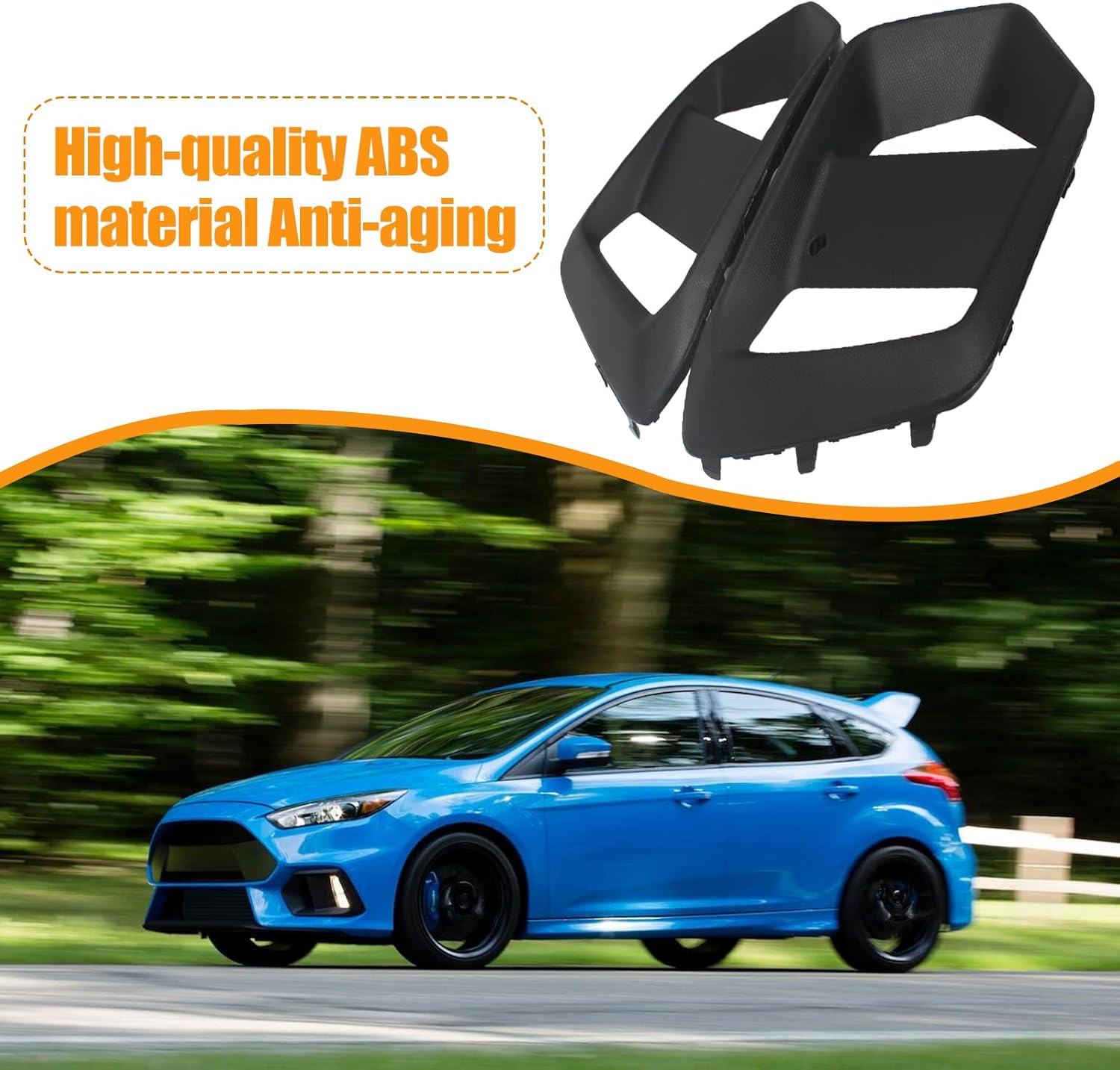 Replacement for Ford Focus RS 2016-2018 Front Fog Light Cover Left and Right Side Bumper Lamp Bezel Grille Trim, Replace Part# G1EZ15266A, G1EZ15266B, G1EZ17B814A, G1EZ17B814B, 2PCS Set