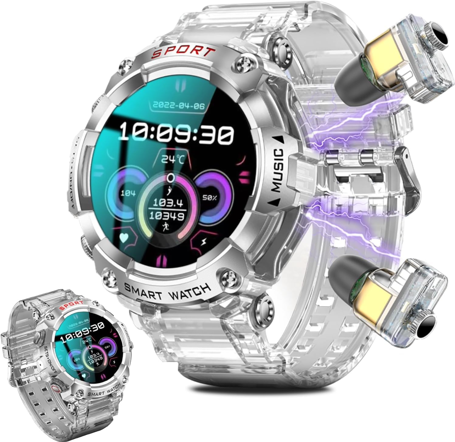 Beitony Smart Watch with Earbuds for Women Men,1.52" HD Touch Screen & Bluetooth Call,Activity Tracker 3 in 1 Heart Rate Monitor,Bluetooth Watch with