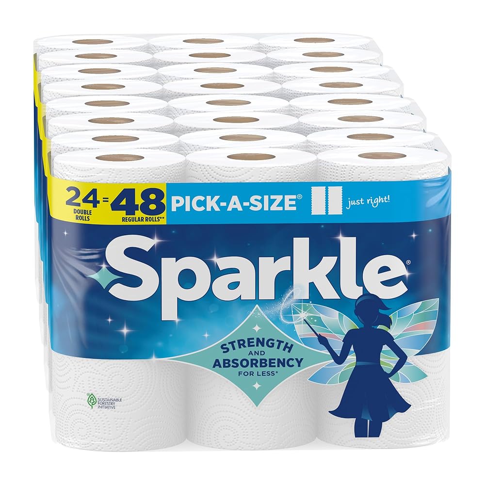 Sparkle Pick-A-Size Paper Towels, 24 Double Rolls (2,640 Sheets Total)
