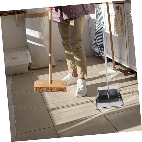 Miniatura 8 de Recogedor de pie de acero inoxidable con mango resistente, cacerola de metal para interiores y exteriores, pala de chimenea