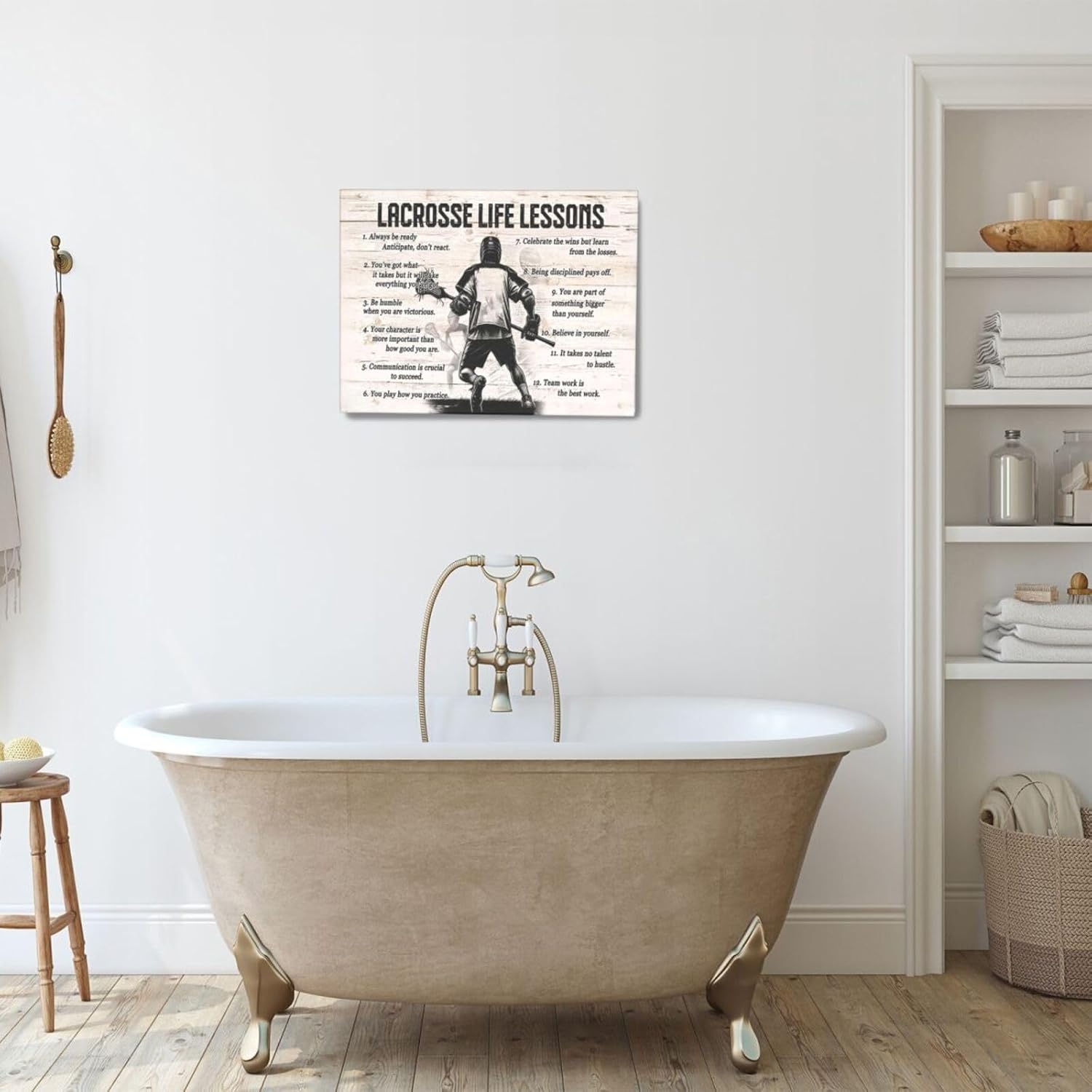Lacrosse Wall Art Lacrosse Wall Decor Canvas Pictures Framed Poster Decorations Print Painting Artwork for Living Boy Room Bedroom Bathroom 20"x16"