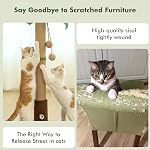 Poste de fouille des chats, 35.4 Inch Tall Cat Scratching Post pour les chats d'intérieur avec jouet de chat, trou de souris et boule en bois interactif pour les chatons, adultes, chats