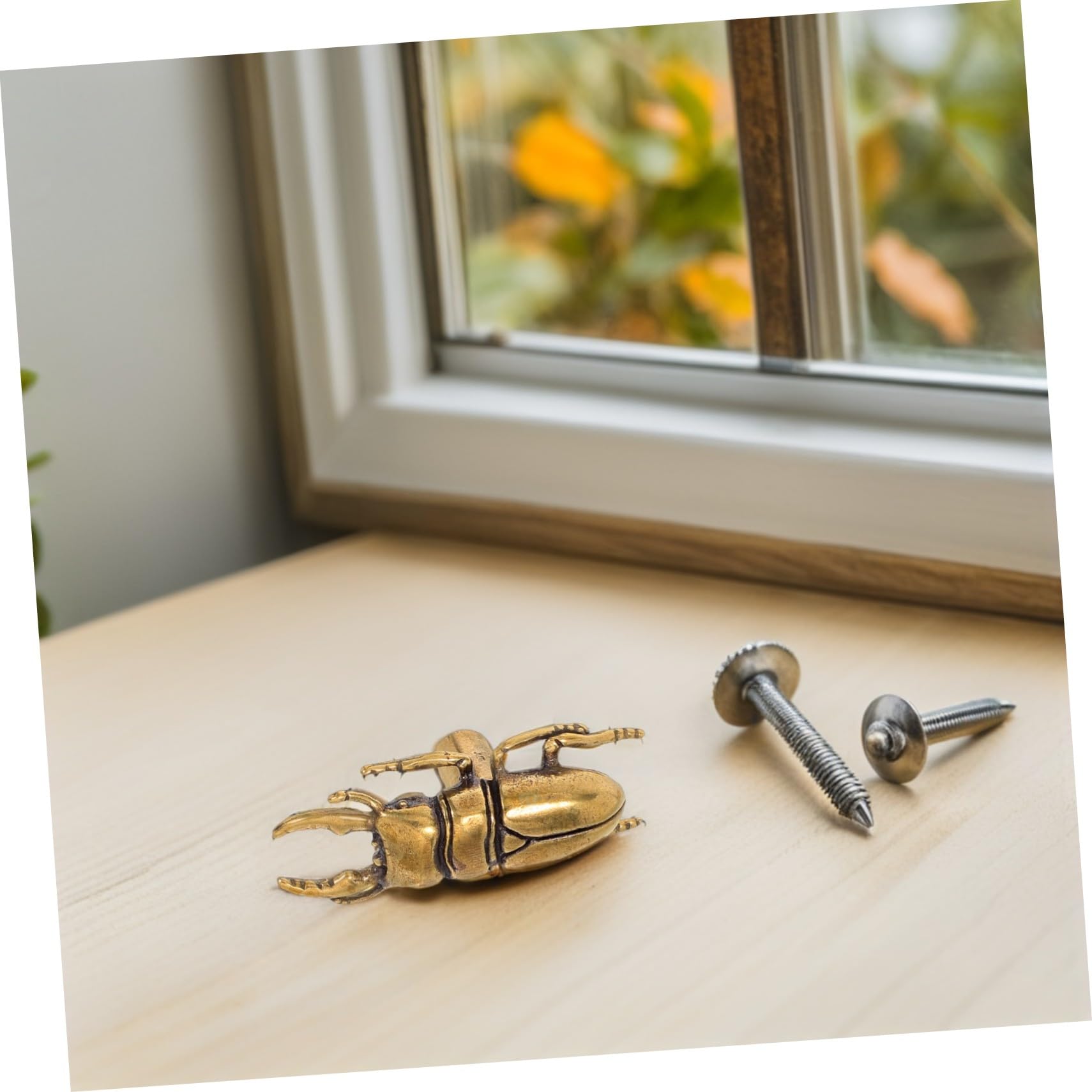 HOMSFOU Schubladenknöpfe aus antikem Messing, mit Schrauben, Insektenschrankgriffe für Küche, Kleiderschrank, Kommode, Möbel, Hardware, einzigartige dekorative Messing-Käfergriffe