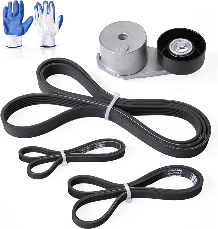 Kit de correia serpentina e tensionador JAVOUKA para Silverado, Suburban e outros V8 – 2 peças