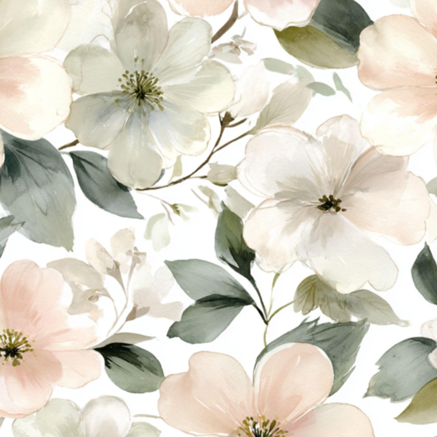 Deruinvaio Multi10 Self Adhesive Feature Removable Watercolor Wildflower Meadow Soft Peel And Stick Vinyl Wallpaper Roll, Sticky Lining Paper For Bedroom, Living Room, Kitchen Walls