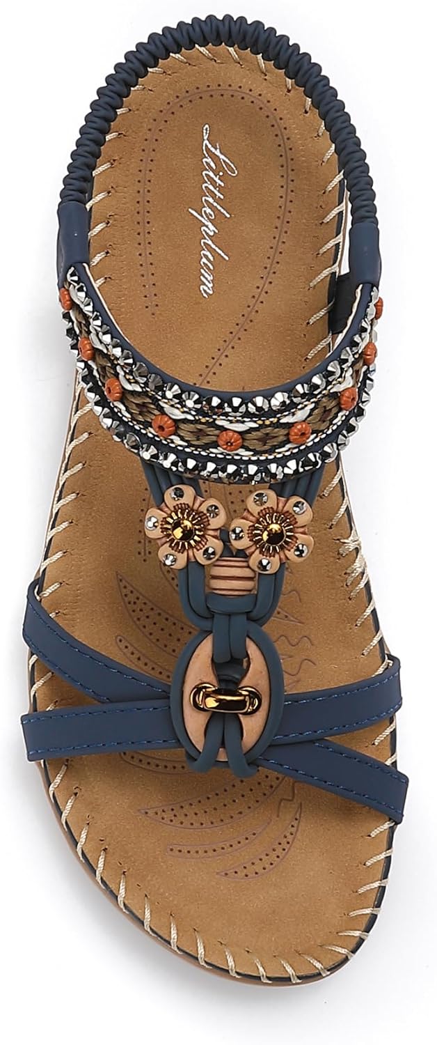 Comfortable arch support beach sandals for women, Bohemian flip flops.