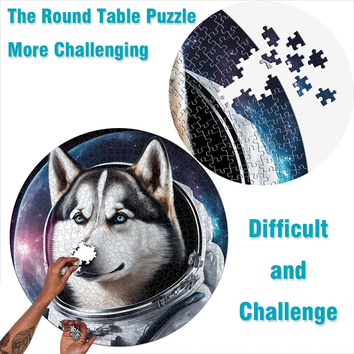 Puzzle Circular De 1000 Piezas – Husky Siberiano – 67.5x67.5 Cm – Cartón Reciclado De Alta Calidad – Perfecto Para Regalar Y Disfrutar En Familia