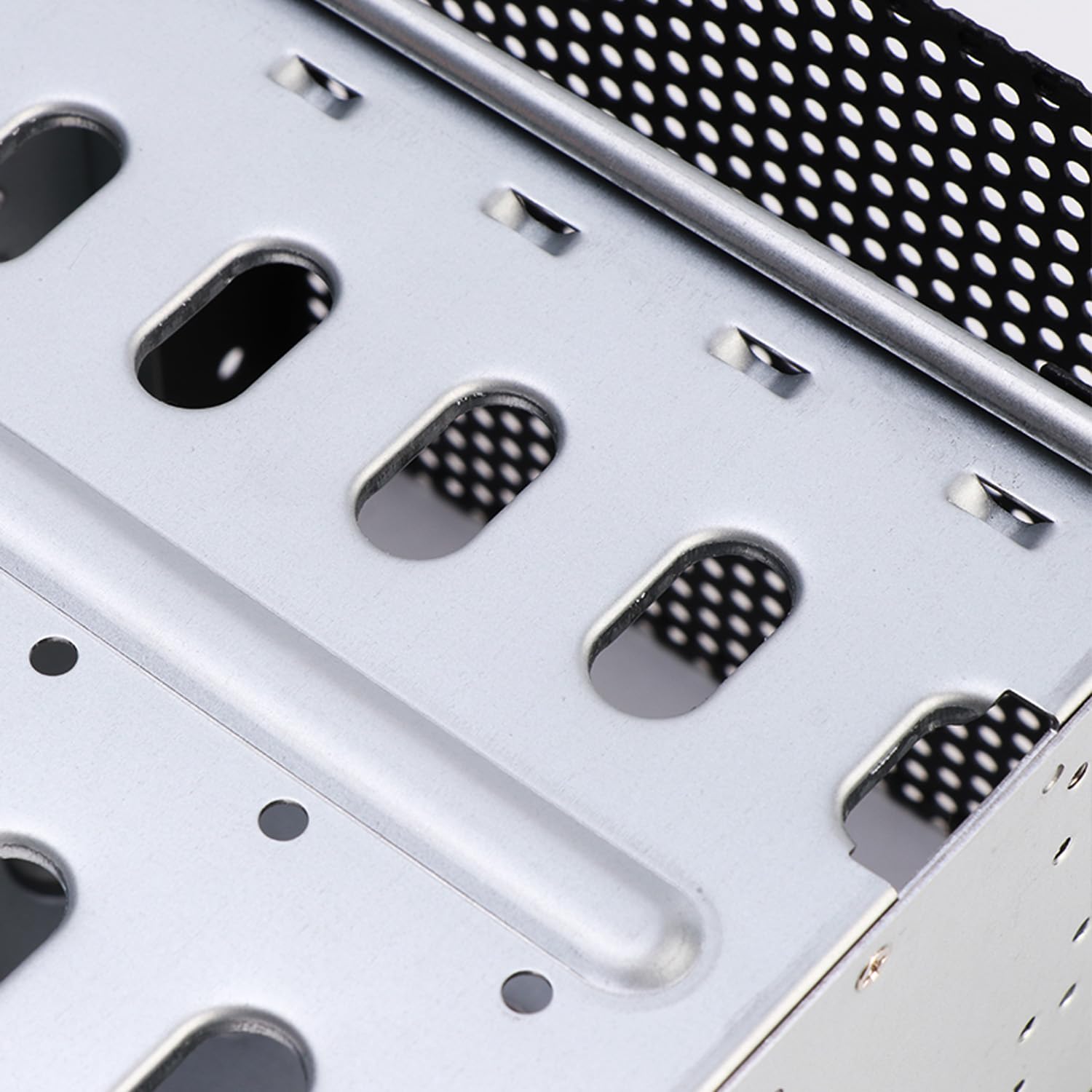 Ragyzity Gabbia per disco rigido in acciaio inossidabile, rack da 5,25 pollici a 5 x 3,5 per computer, vassoio per driver rigido con spazio ventola, piastra in acciaio zincato, rack per HDD Cage Rack