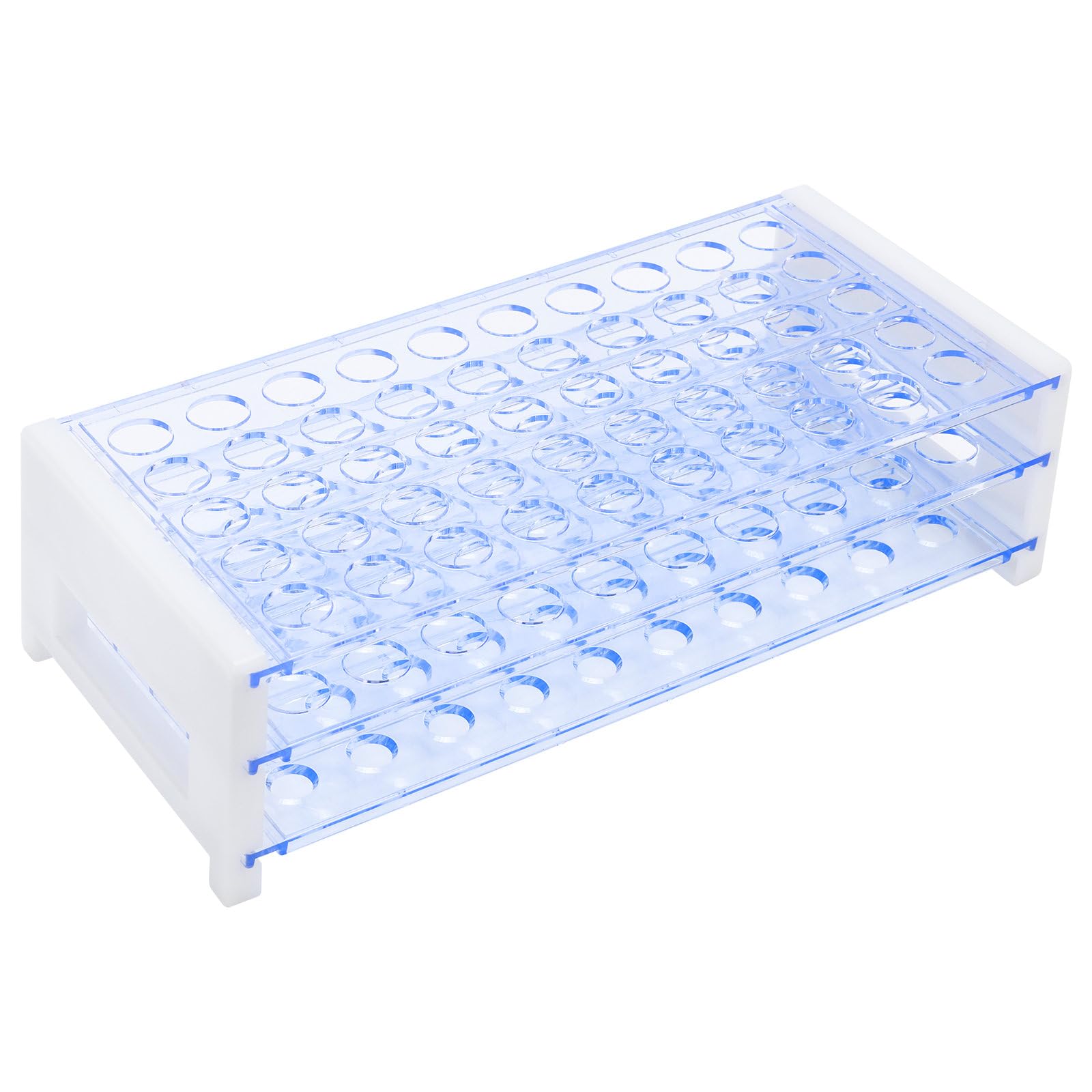 BorinGlass Portatubi di Prova con 50 Posti per Tubi di 13 mm di Diametro Esterno, Organizzatore Da Laboratorio in Plastica Robusta