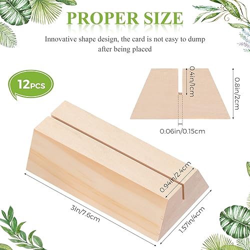Miniatura 4 de 12 soportes de madera para colocar tarjetas trapezoidales de madera para números, soportes de soporte para tarjetas de identificación para bodas,