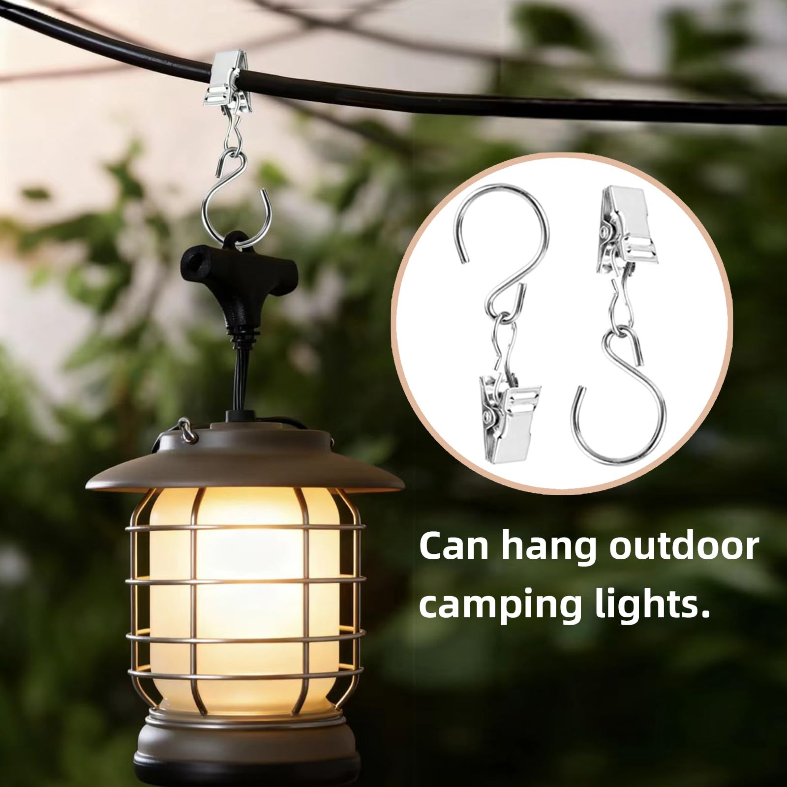 Ganci per Tende 100 Pezzi Ganci Clip in Acciaio Inox Argento 2.4 Pollici Multifunzione per Tende luci Esterne Decorazioni Feste casa Giardino