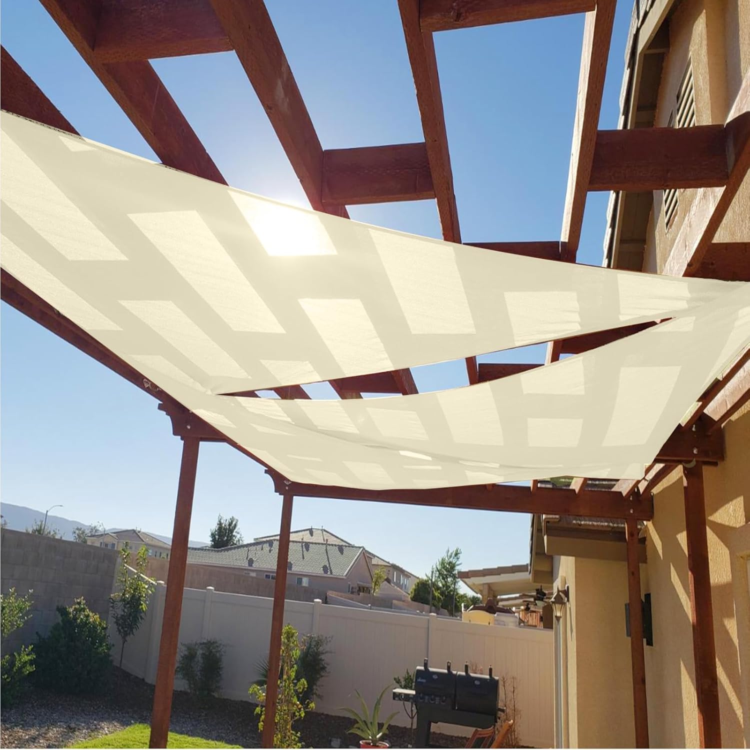 Cool Area Sun Shade Sail 15x21x25.8 FT Right Triangle for Patio Outdoor, Butter Cream (Custom Size)